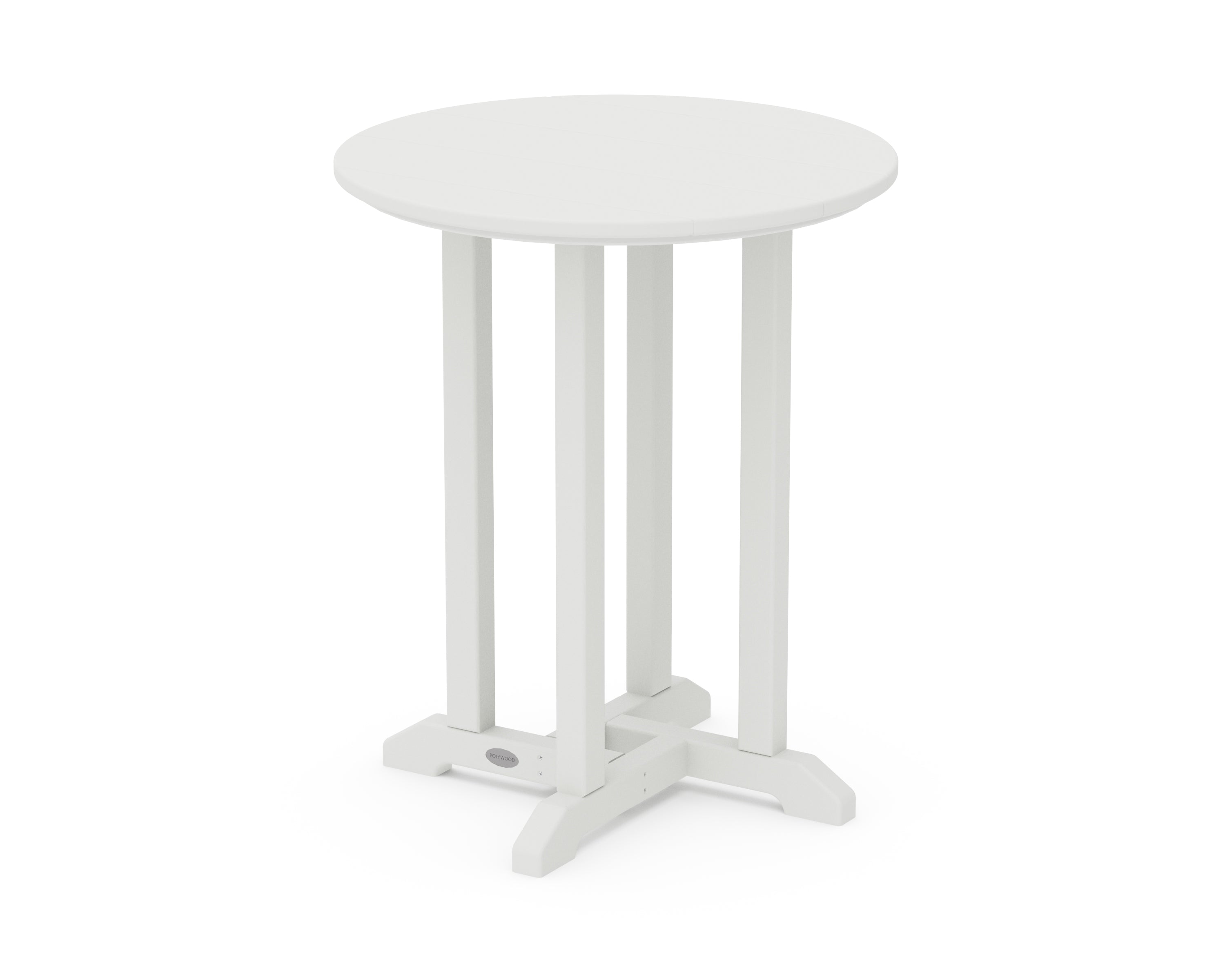 POLYWOOD® 24" Round Farmhouse Bistro Table in White