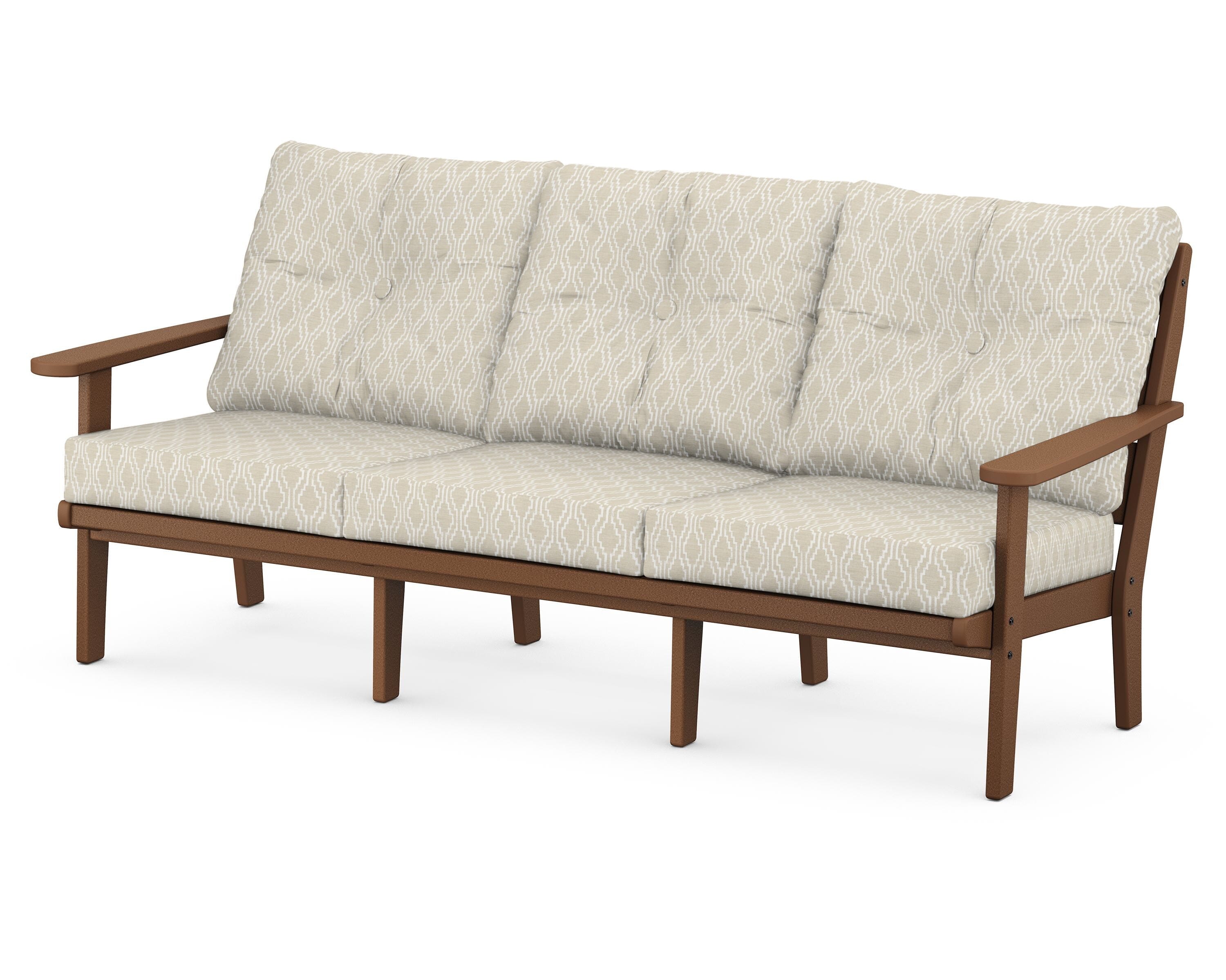 POLYWOOD® Lakeside Deep Seating Sofa in Teak / Solve Linen