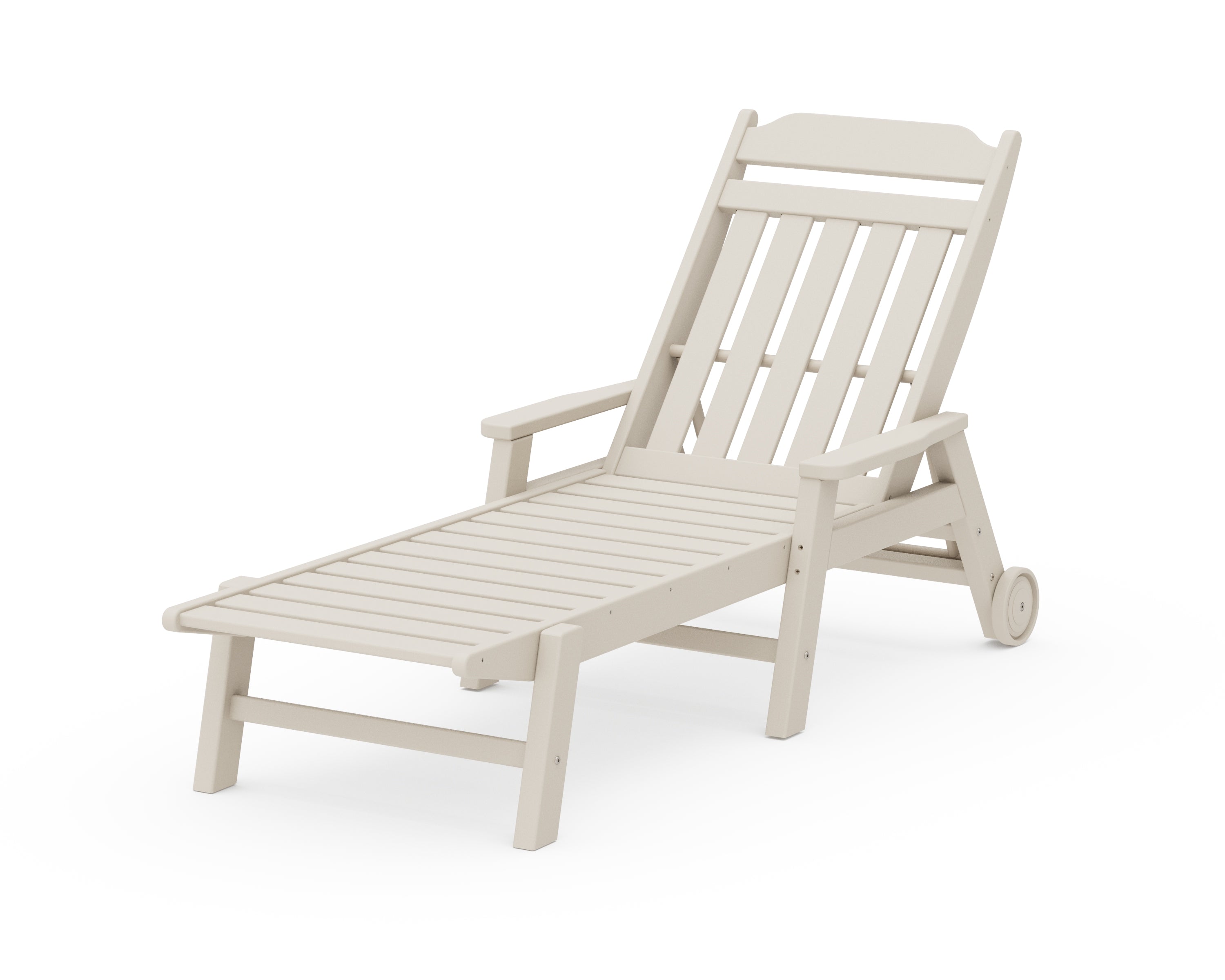Country Living Cottage Chaise with Arms and Wheels in Sand