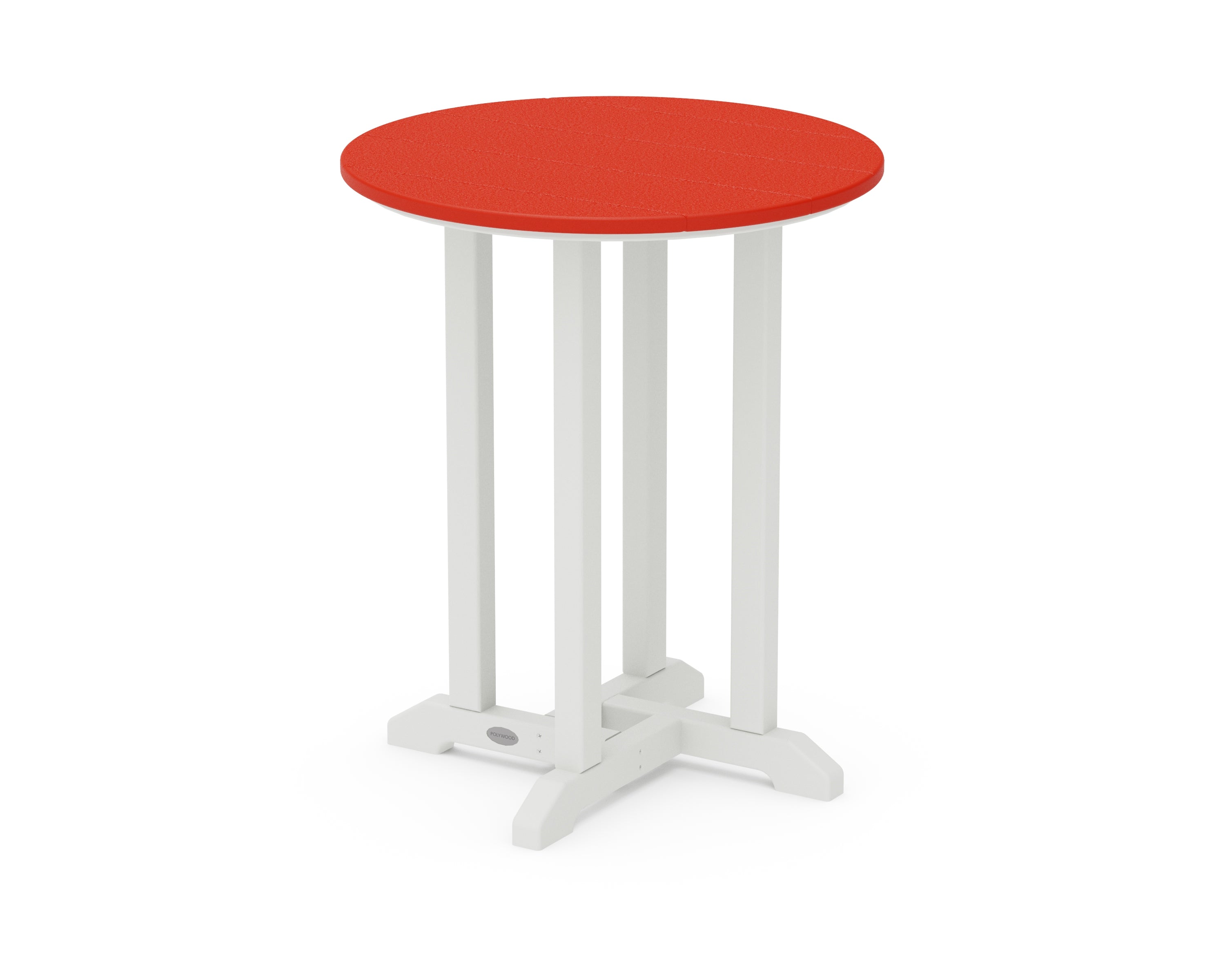 POLYWOOD® Contempo 24" Round Dining Table in White / Sunset Red