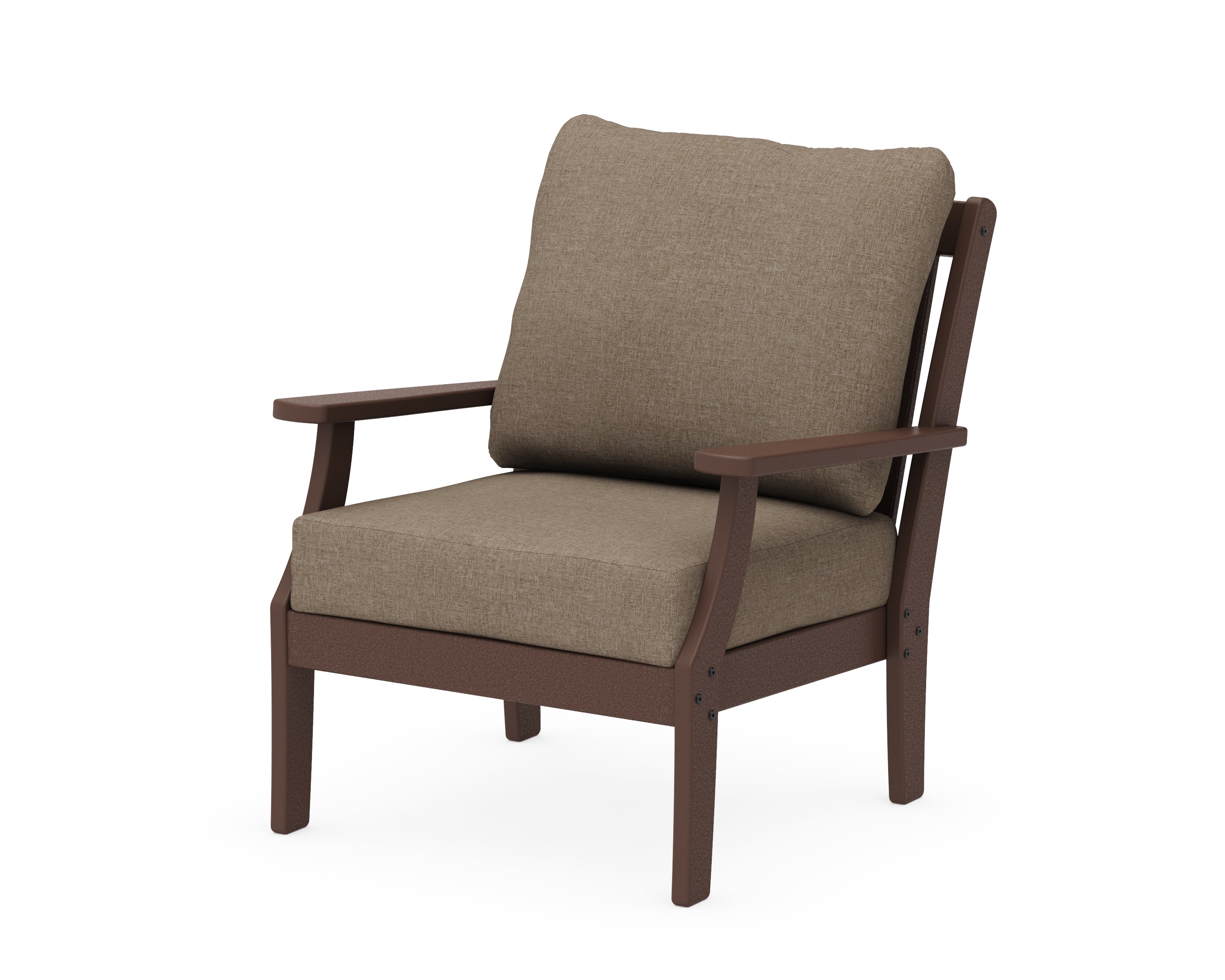 POLYWOOD® Braxton Deep Seating Chair in Mahogany / Spiced Burlap