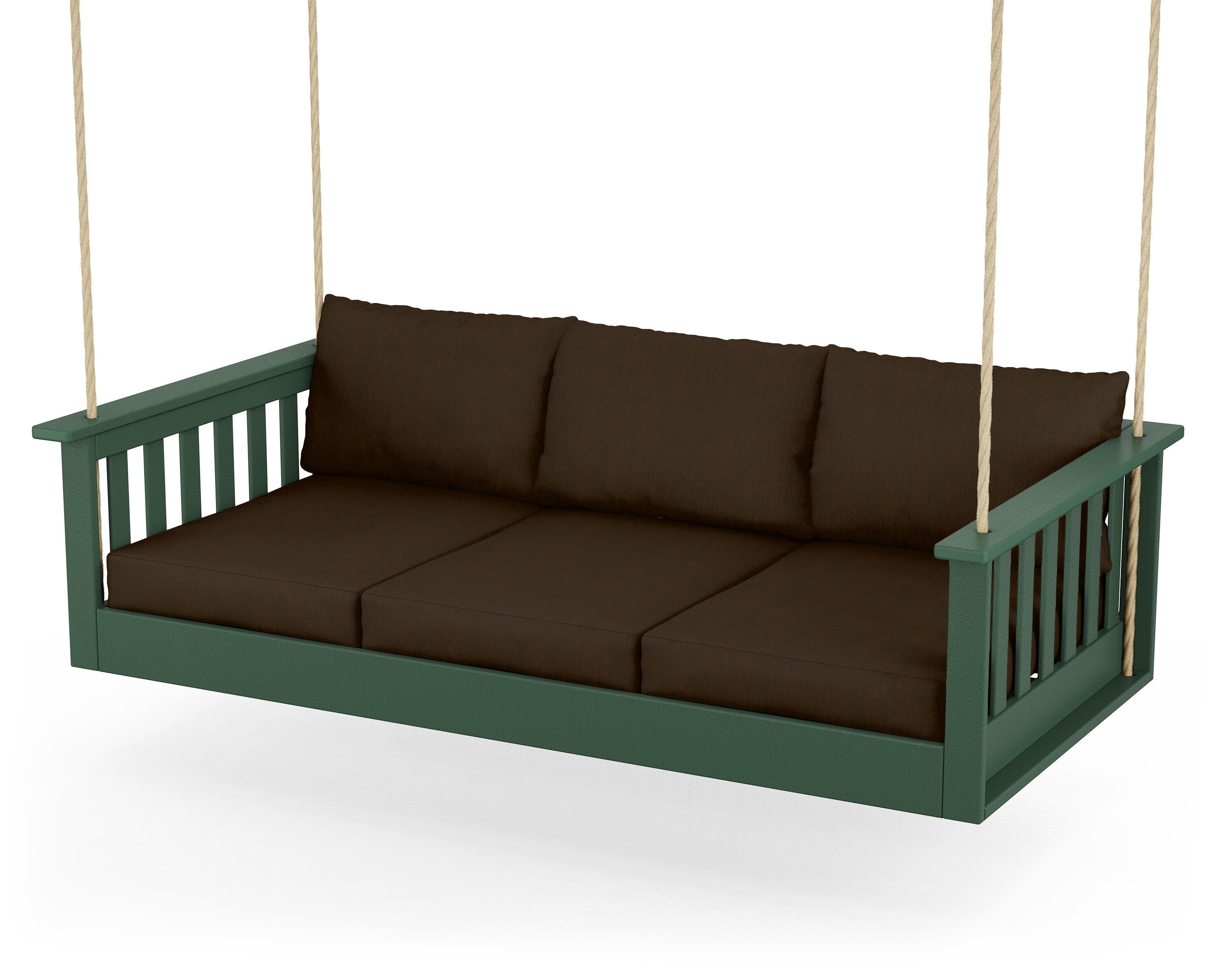 POLYWOOD® Vineyard Daybed Swing in Green / Canvas Java