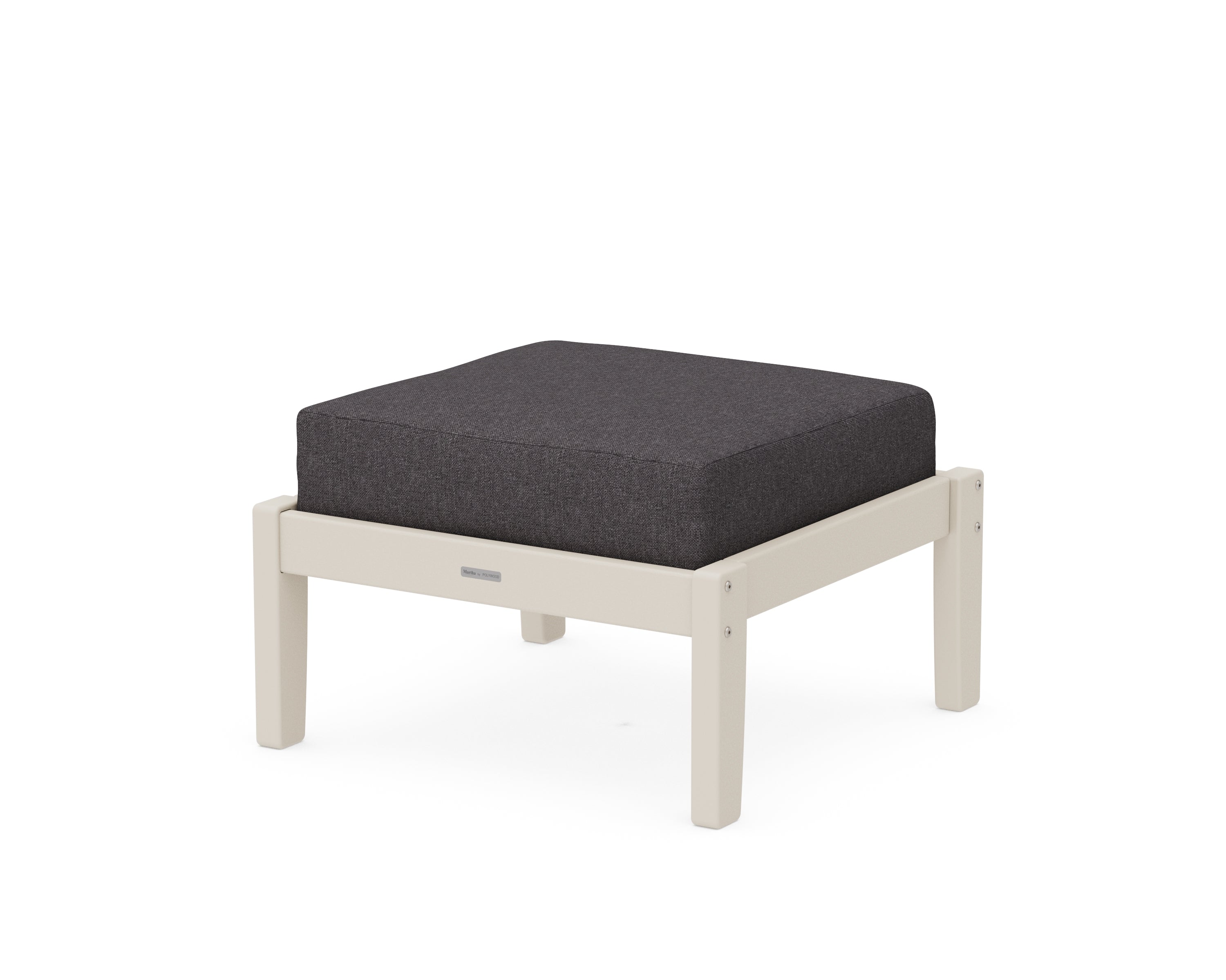 Martha Stewart by POLYWOOD® Chinoiserie Deep Seating Ottoman in Sand / Ash Charcoal