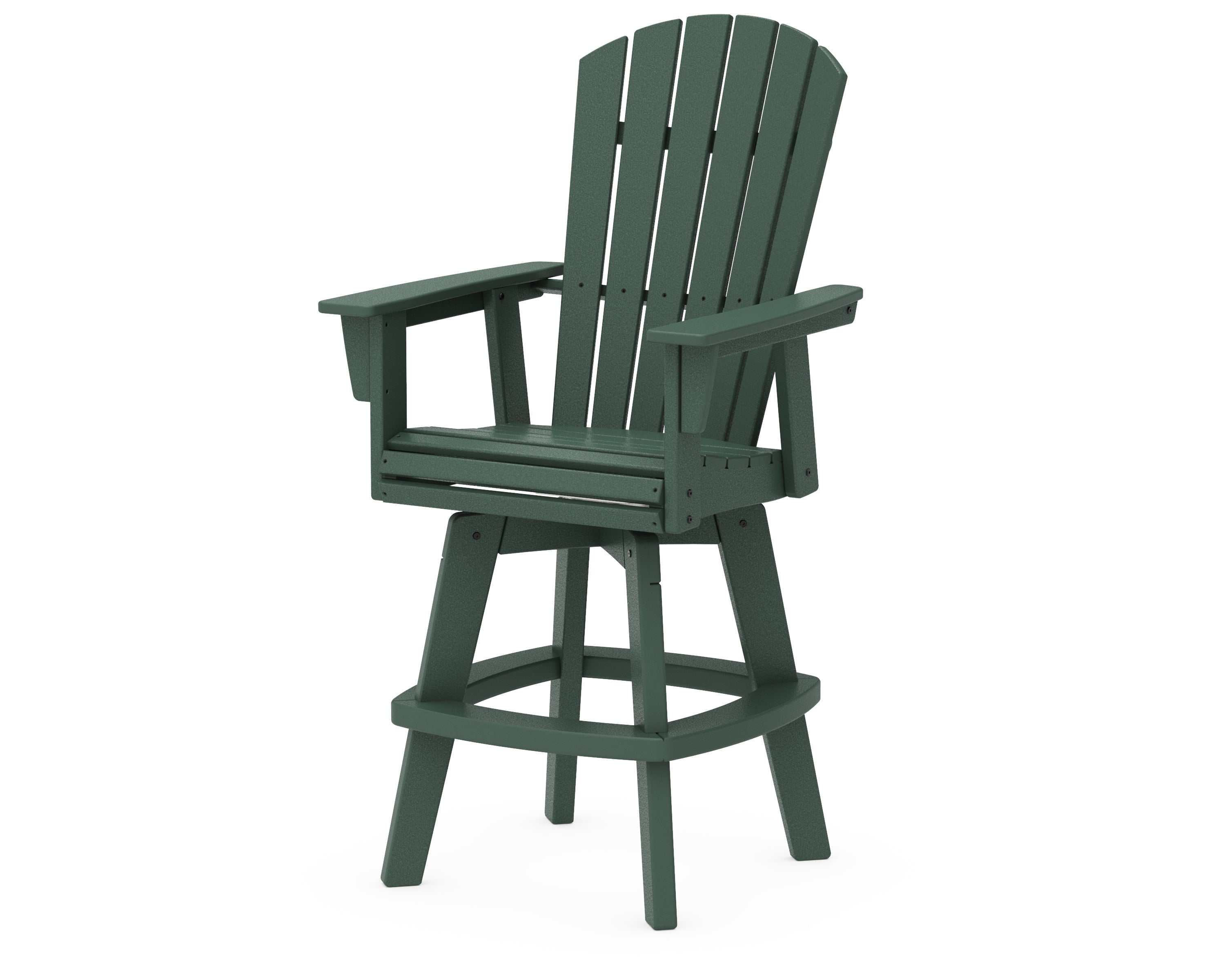 POLYWOOD® Nautical Curveback Adirondack Swivel Bar Chair in Green