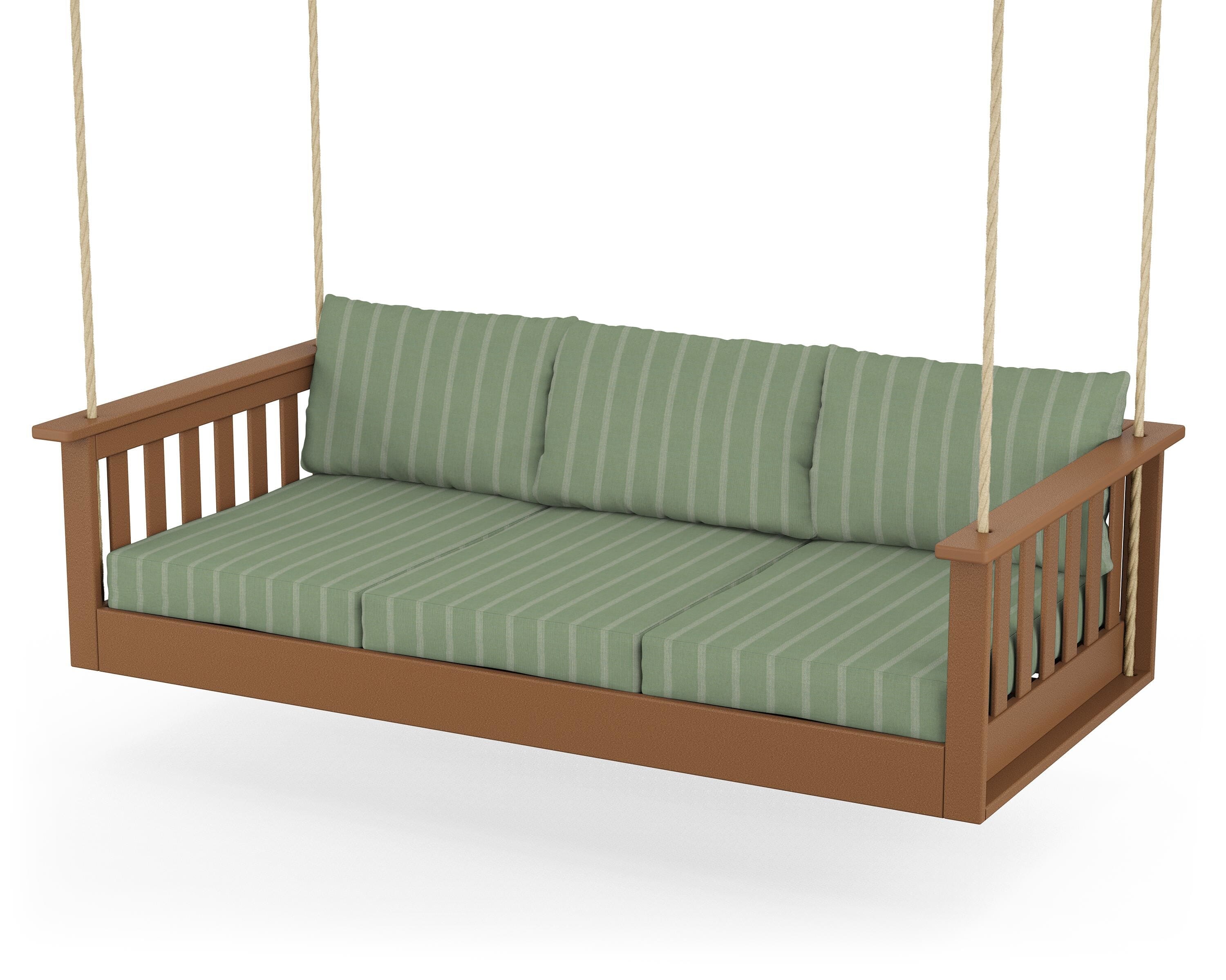 POLYWOOD® Vineyard Daybed Swing in Teak / Unwind Rainwashed