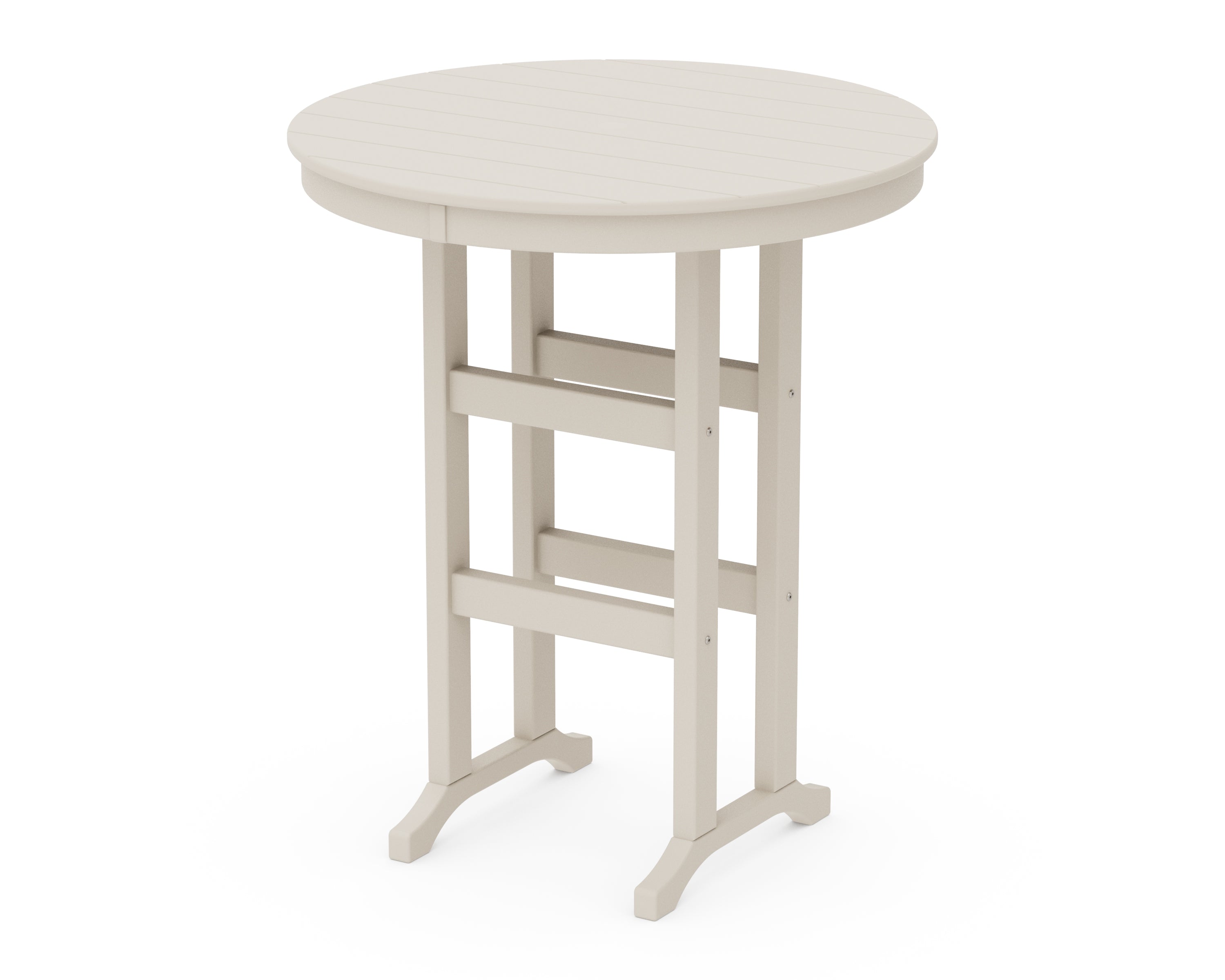 POLYWOOD® 36" Round Farmhouse Bar Table in Sand
