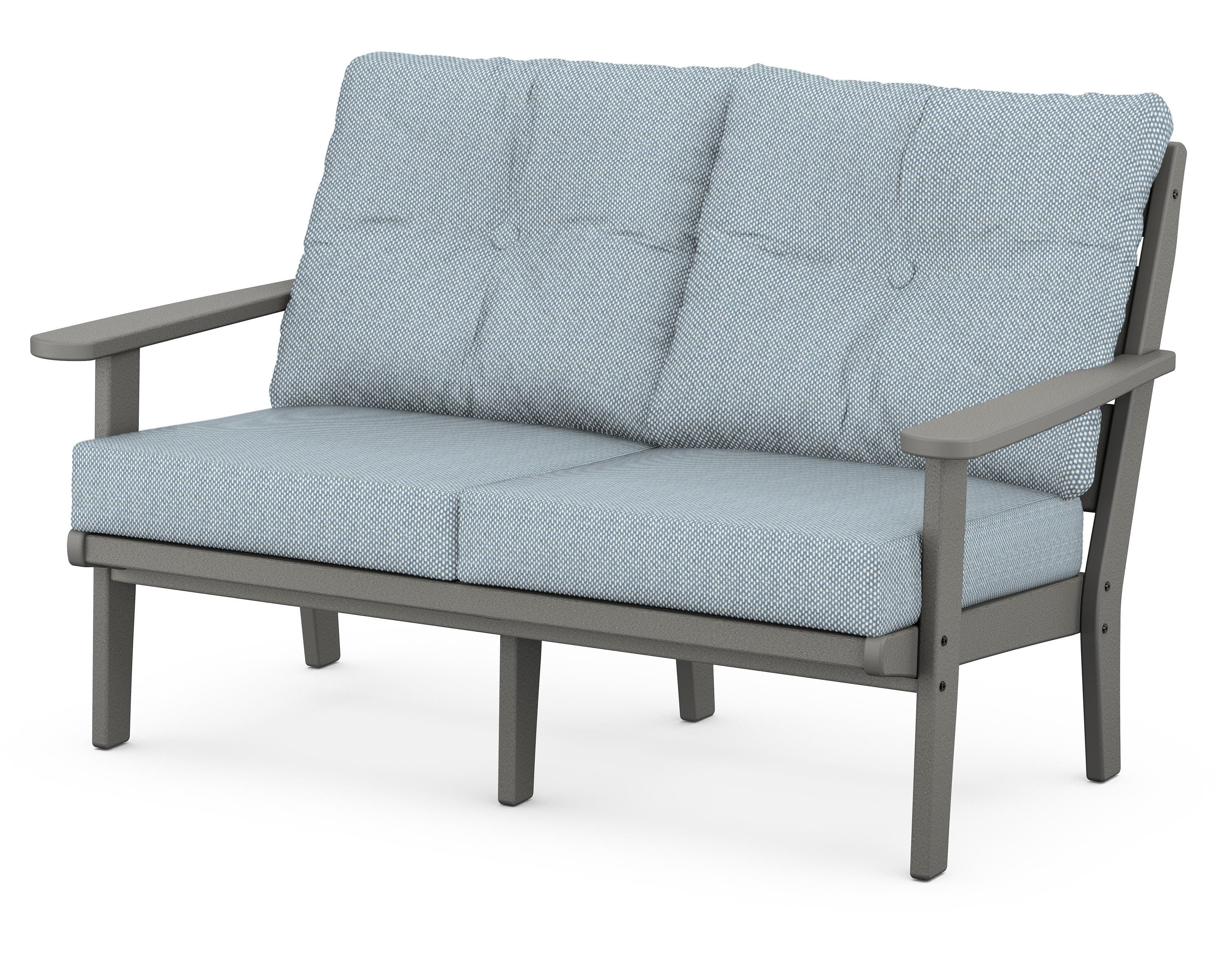POLYWOOD® Lakeside Deep Seating Loveseat in Slate Grey / Exhale Sky