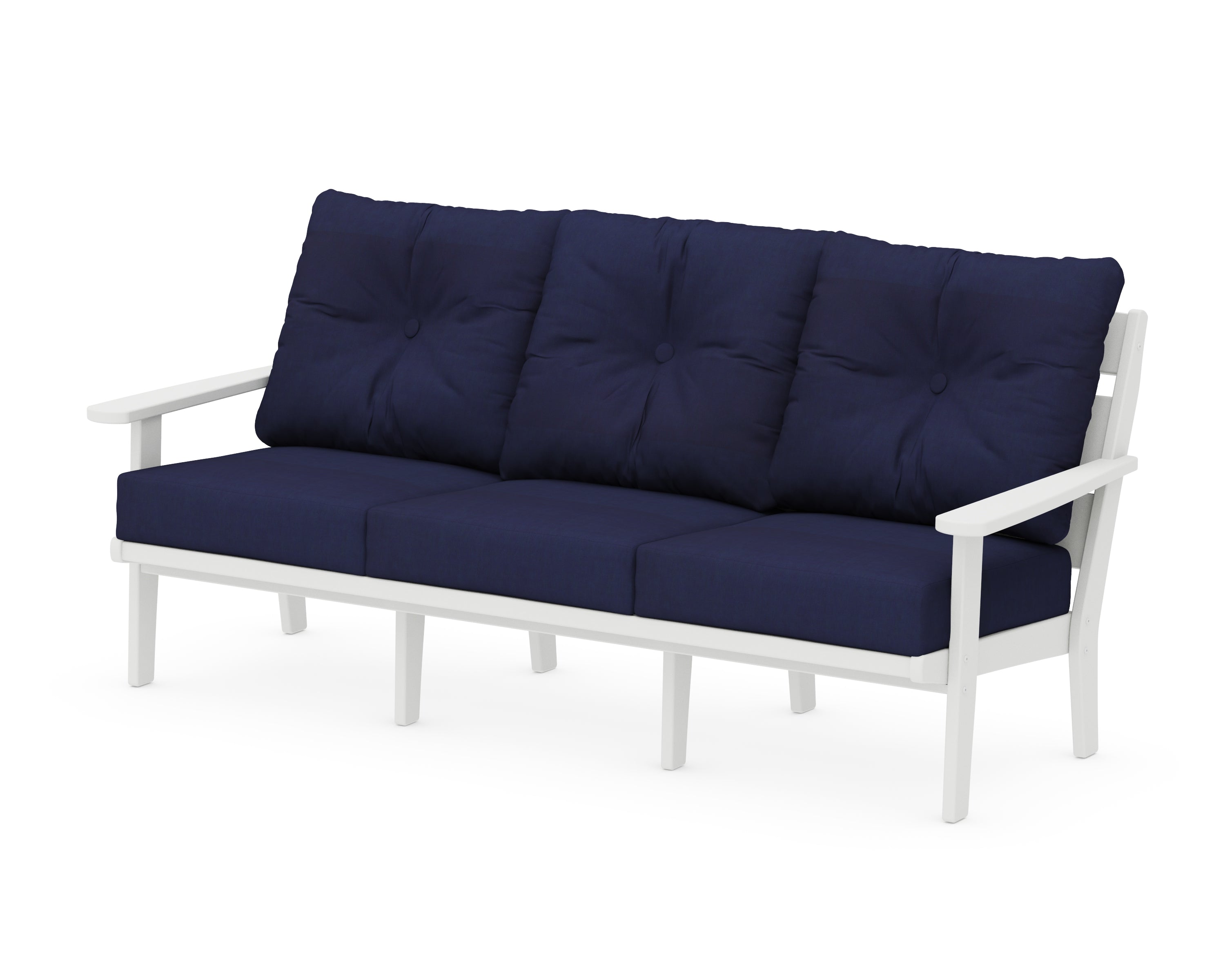 POLYWOOD® Lakeside Deep Seating Sofa in White / Navy
