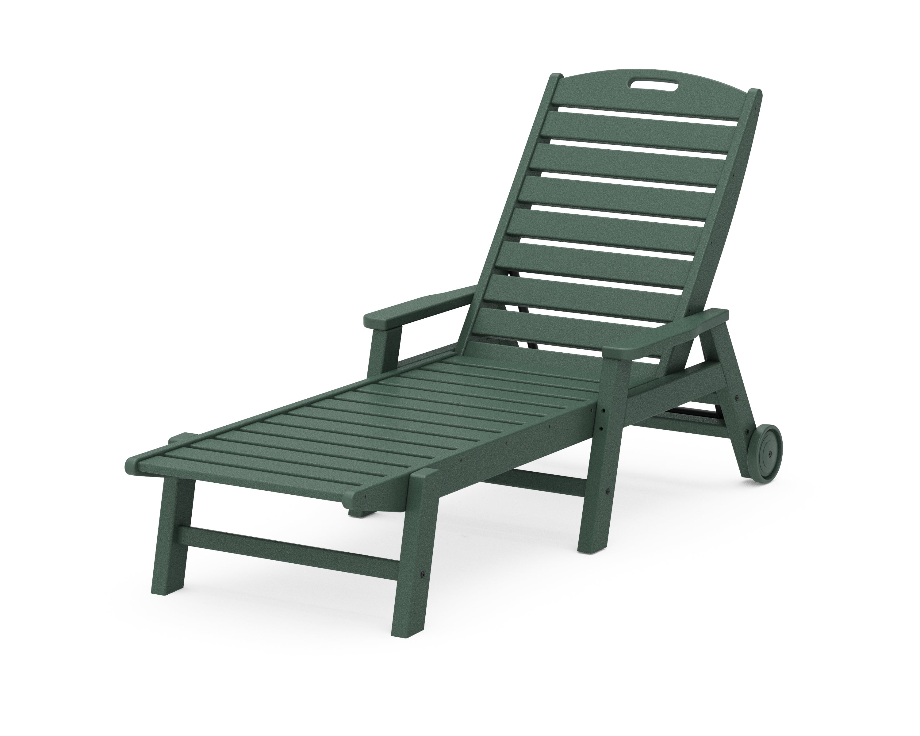 POLYWOOD® Nautical Chaise with Arms & Wheels in Green
