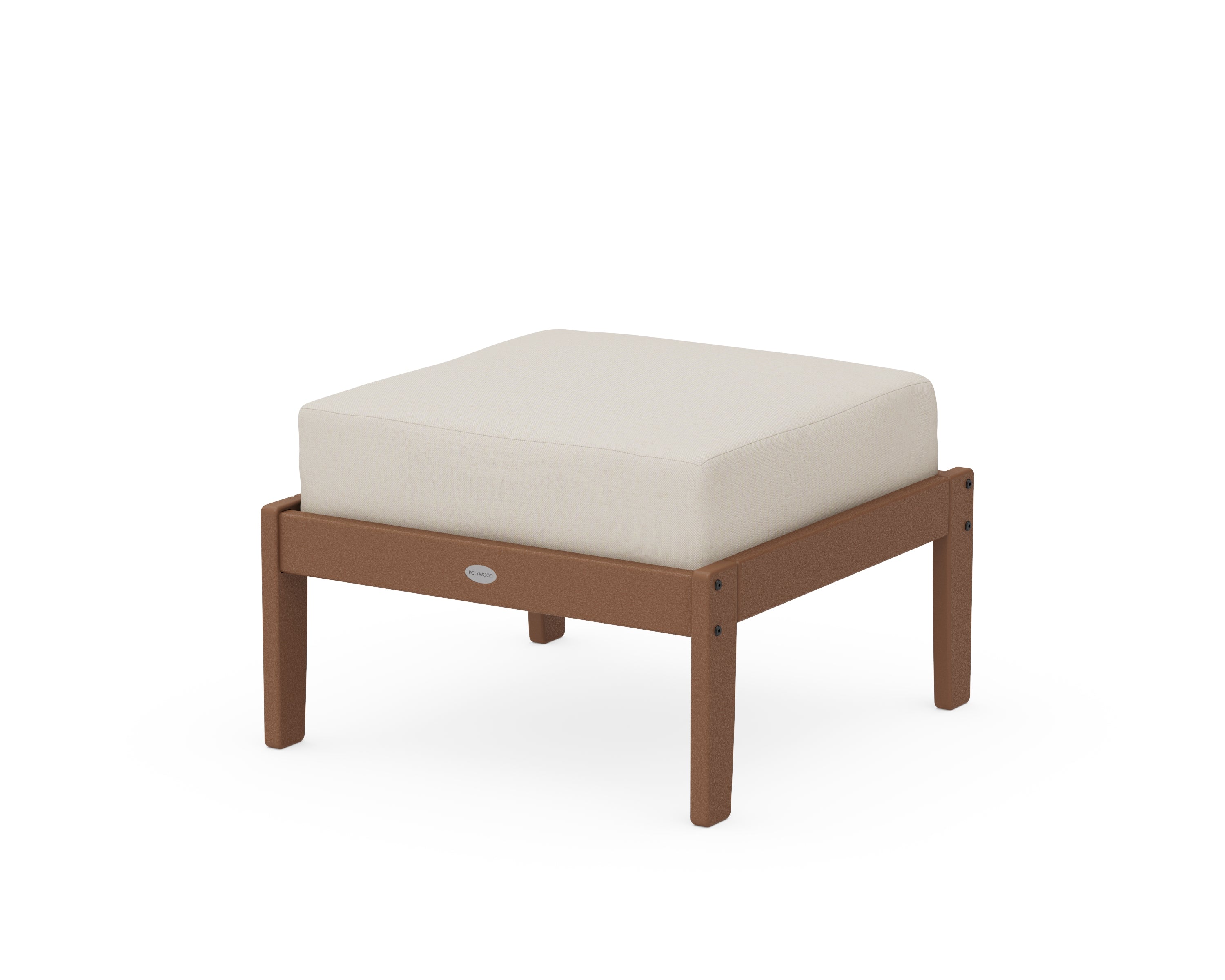 POLYWOOD® Braxton Deep Seating Ottoman in Teak / Dune Burlap