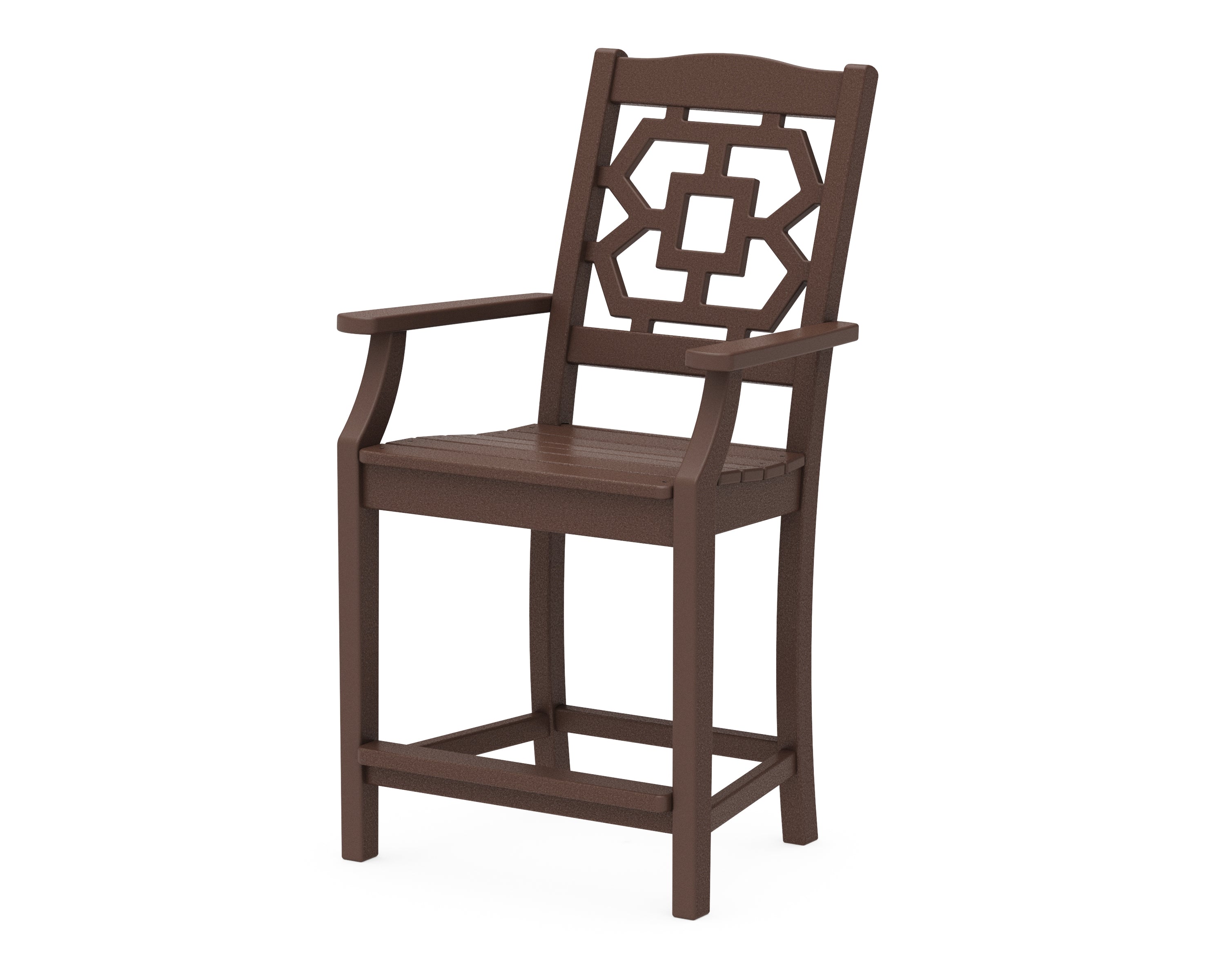 Martha Stewart by POLYWOOD® Chinoiserie Counter Arm Chair in Mahogany