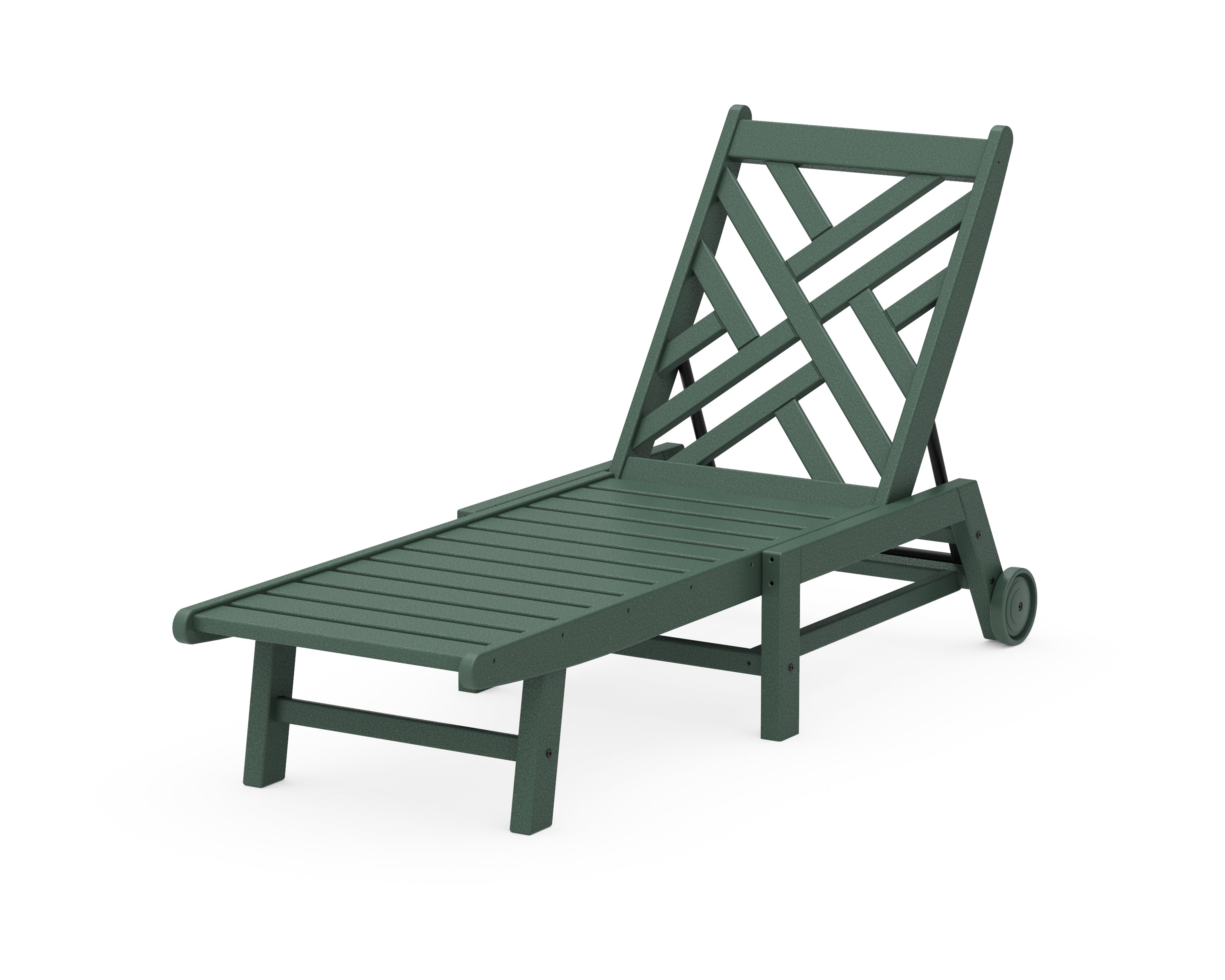 POLYWOOD® Chippendale Chaise with Wheels in Green