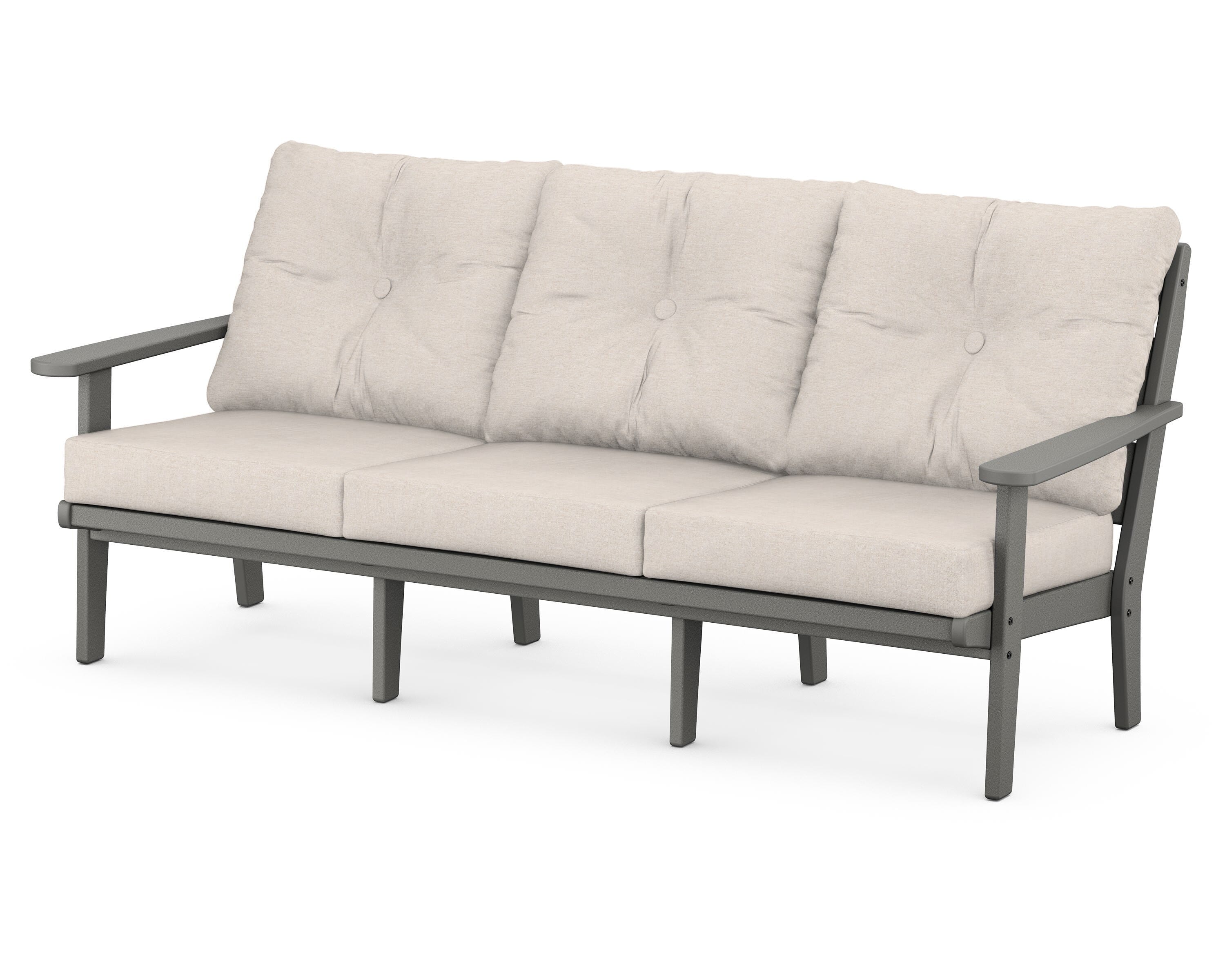 POLYWOOD® Lakeside Deep Seating Sofa in Slate Grey / Nuance Cloud