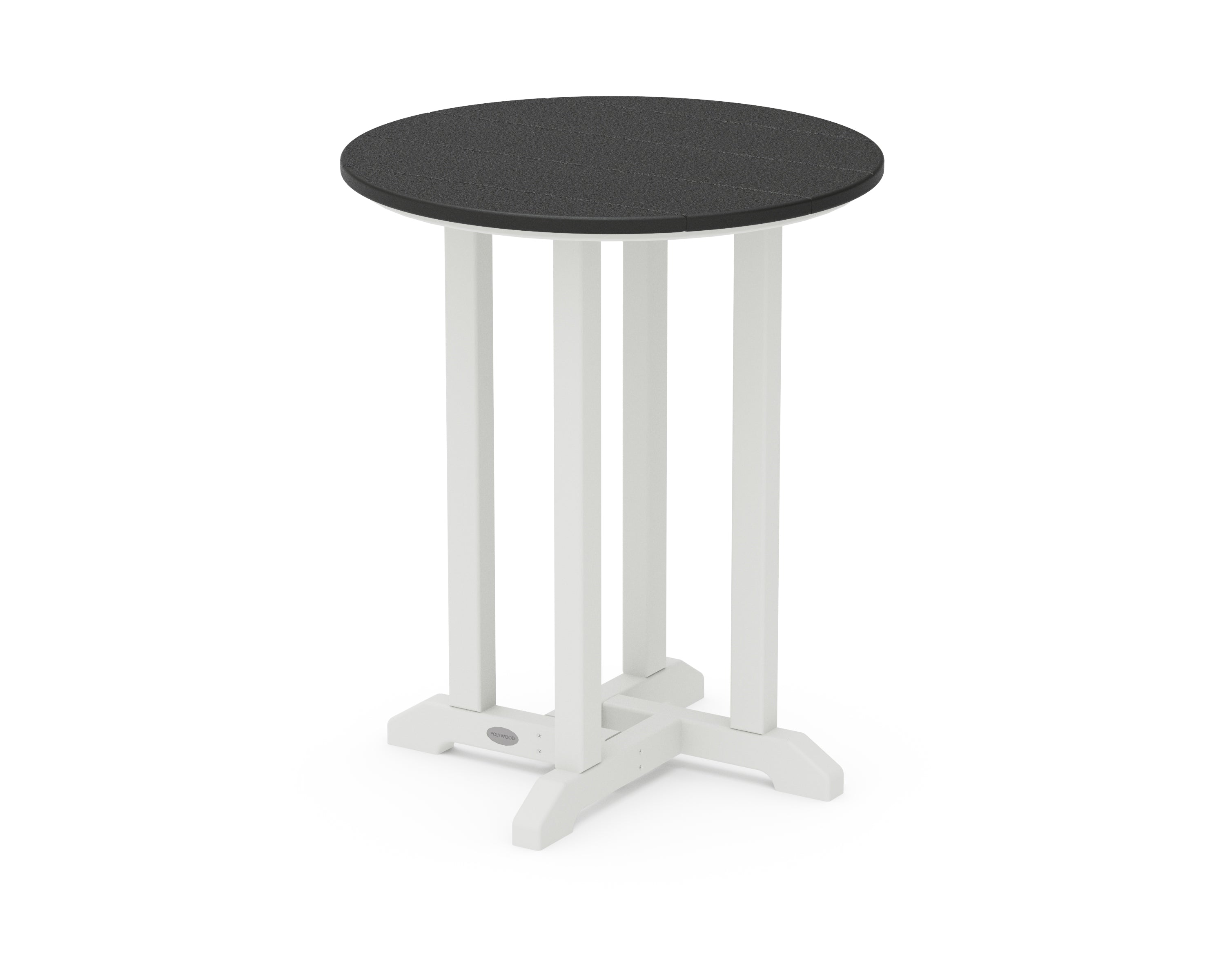 POLYWOOD® Contempo 24" Round Dining Table in White / Black