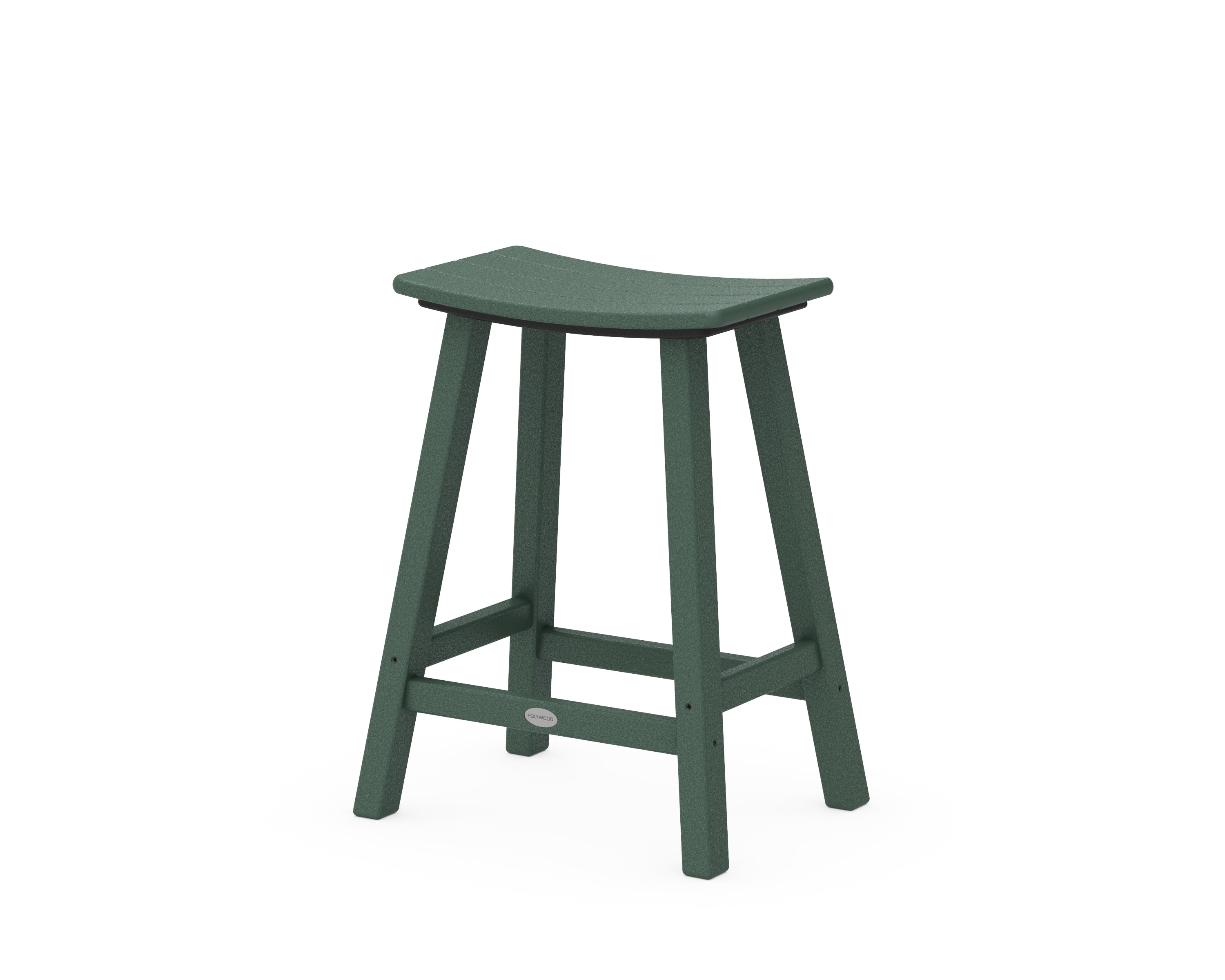 POLYWOOD® Traditional 24" Saddle Counter Stool in Green