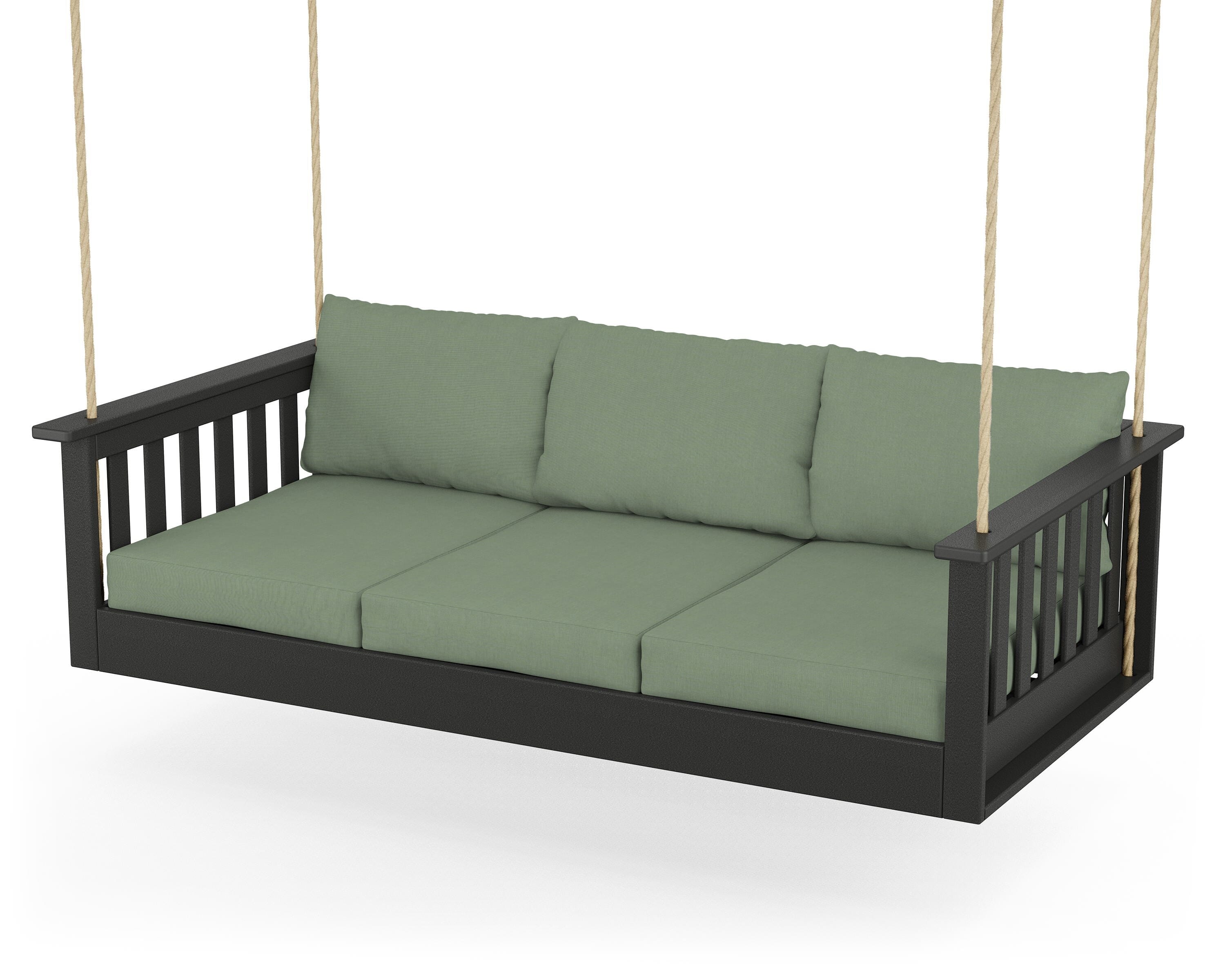 POLYWOOD® Vineyard Daybed Swing in Black / Exhale Rainwashed