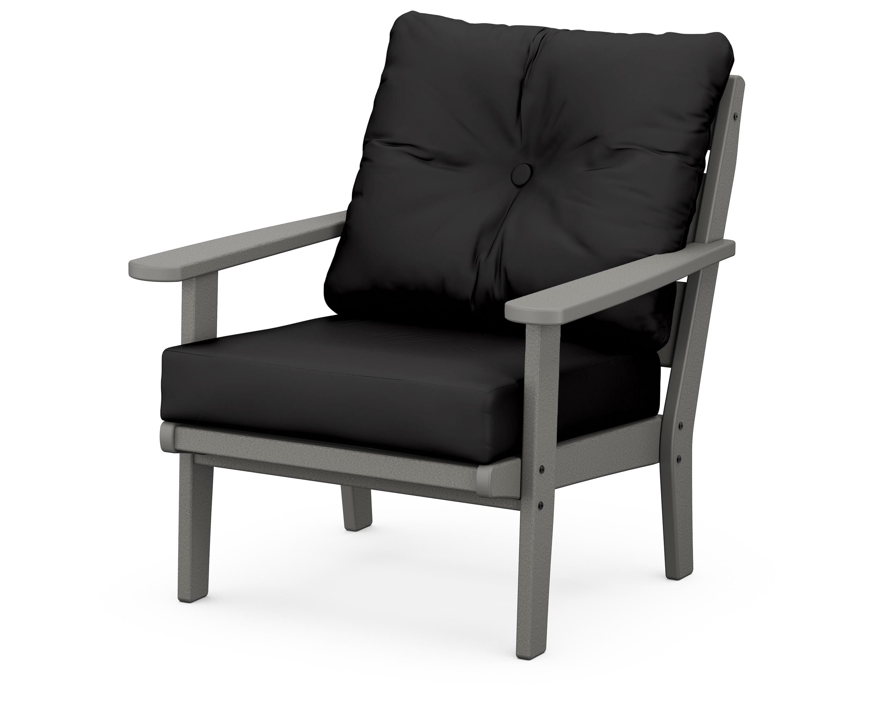 POLYWOOD® Lakeside Deep Seating Chair in Slate Grey / Canvas Black