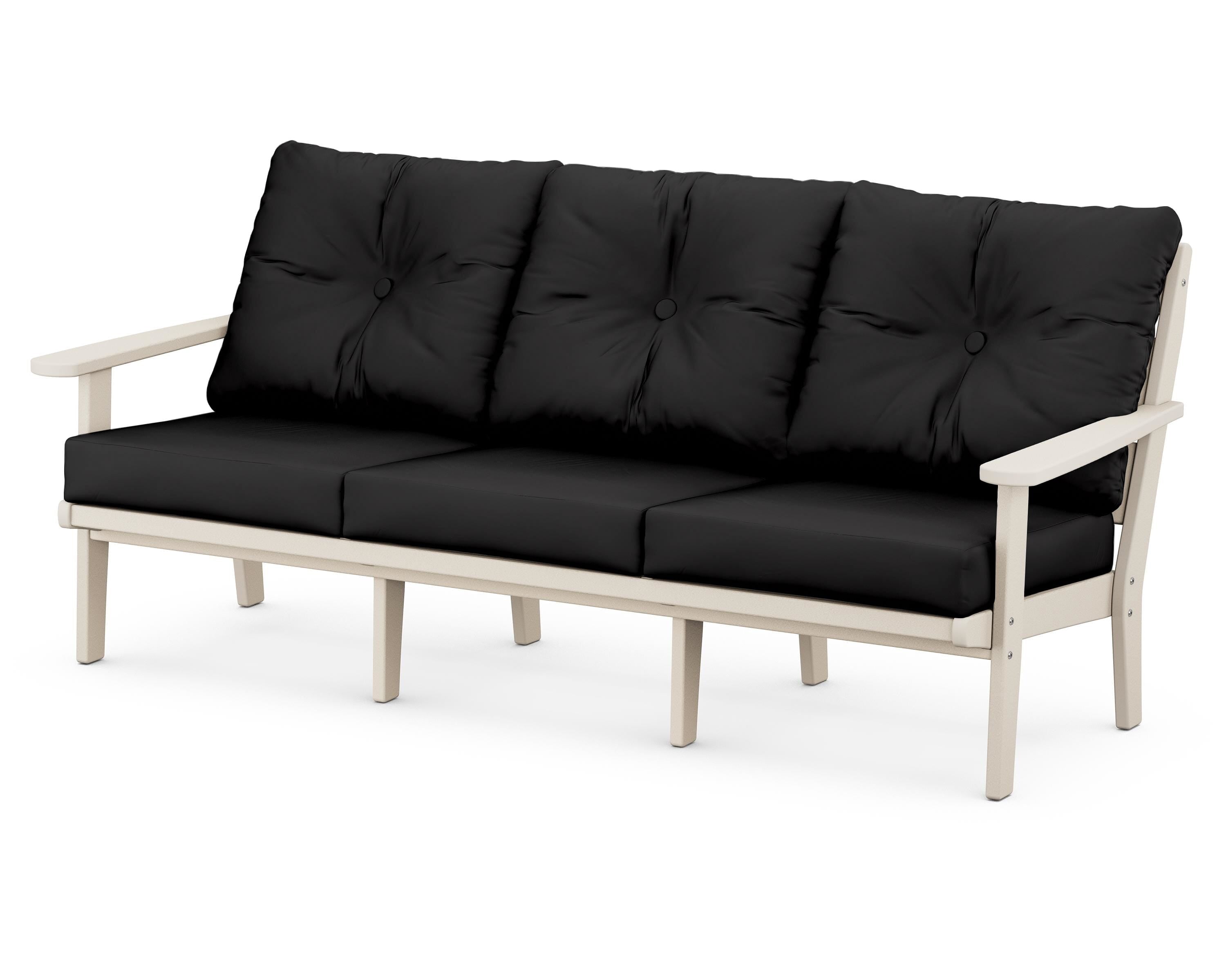 POLYWOOD® Lakeside Deep Seating Sofa in Sand / Canvas Black