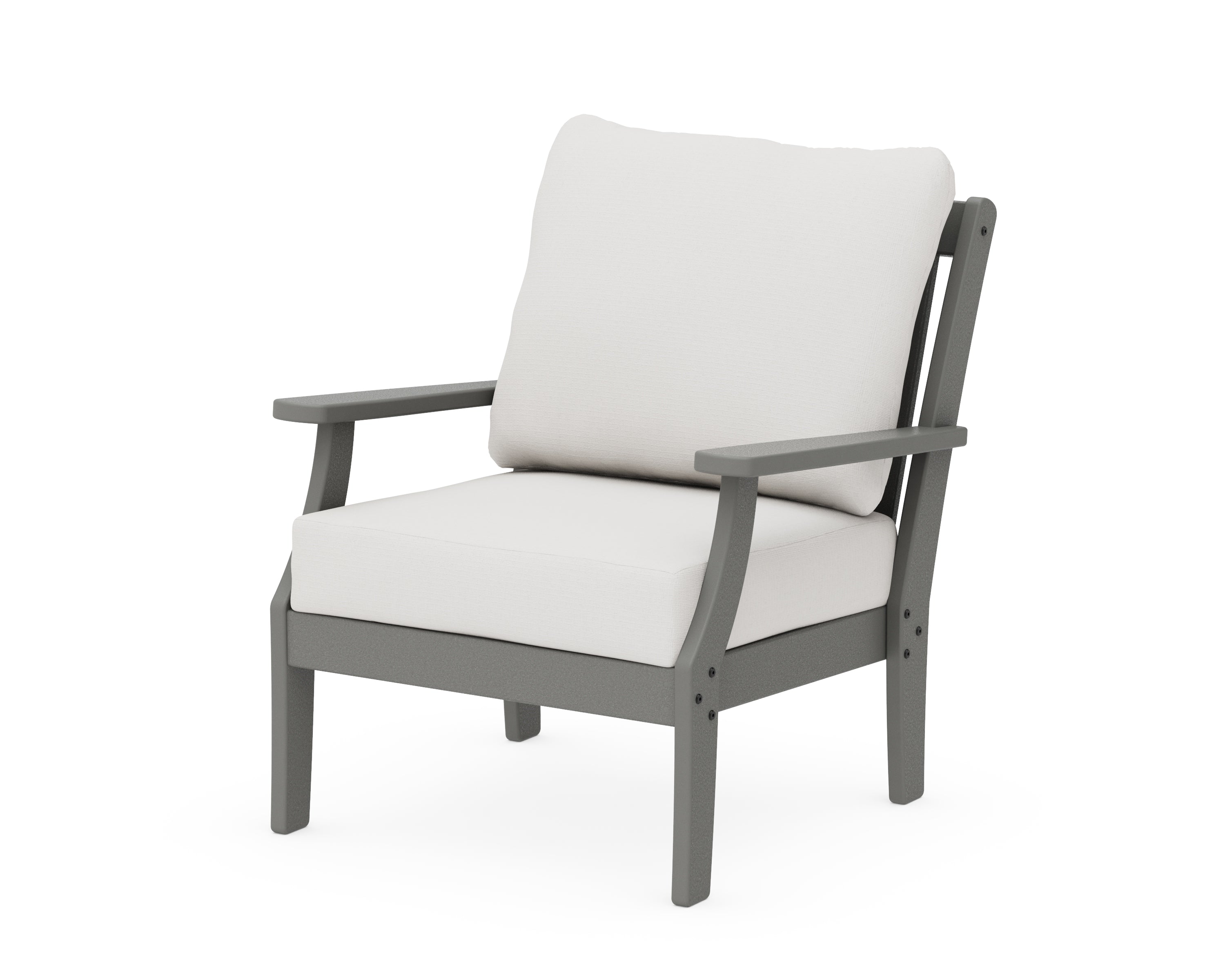 POLYWOOD® Braxton Deep Seating Chair in Slate Grey / Natural Linen