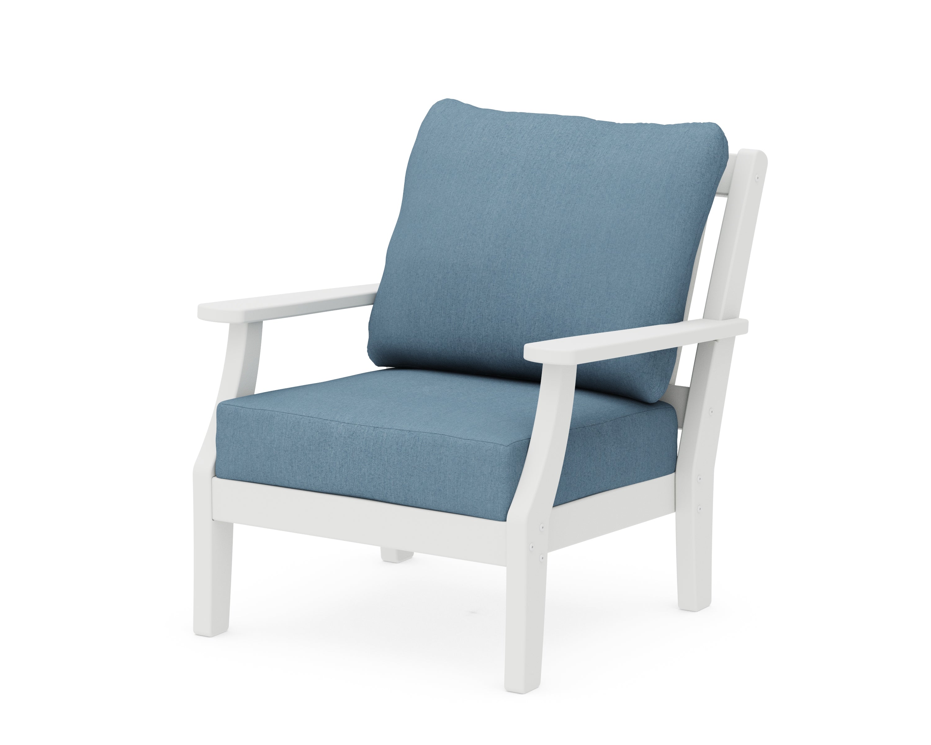 Martha Stewart by POLYWOOD® Chinoiserie Deep Seating Chair in White / Sky Blue