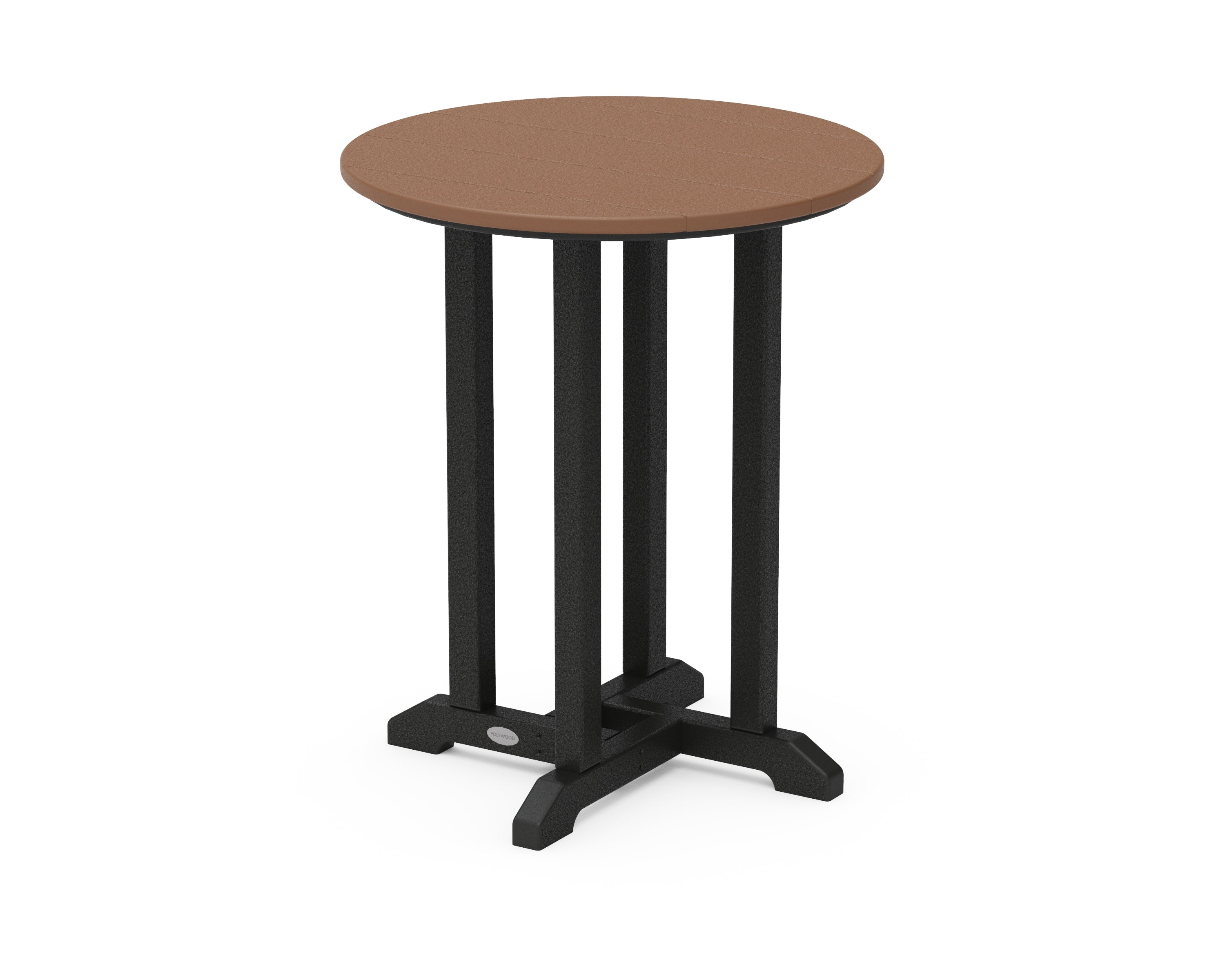 POLYWOOD® Contempo 24" Round Dining Table in Black / Teak