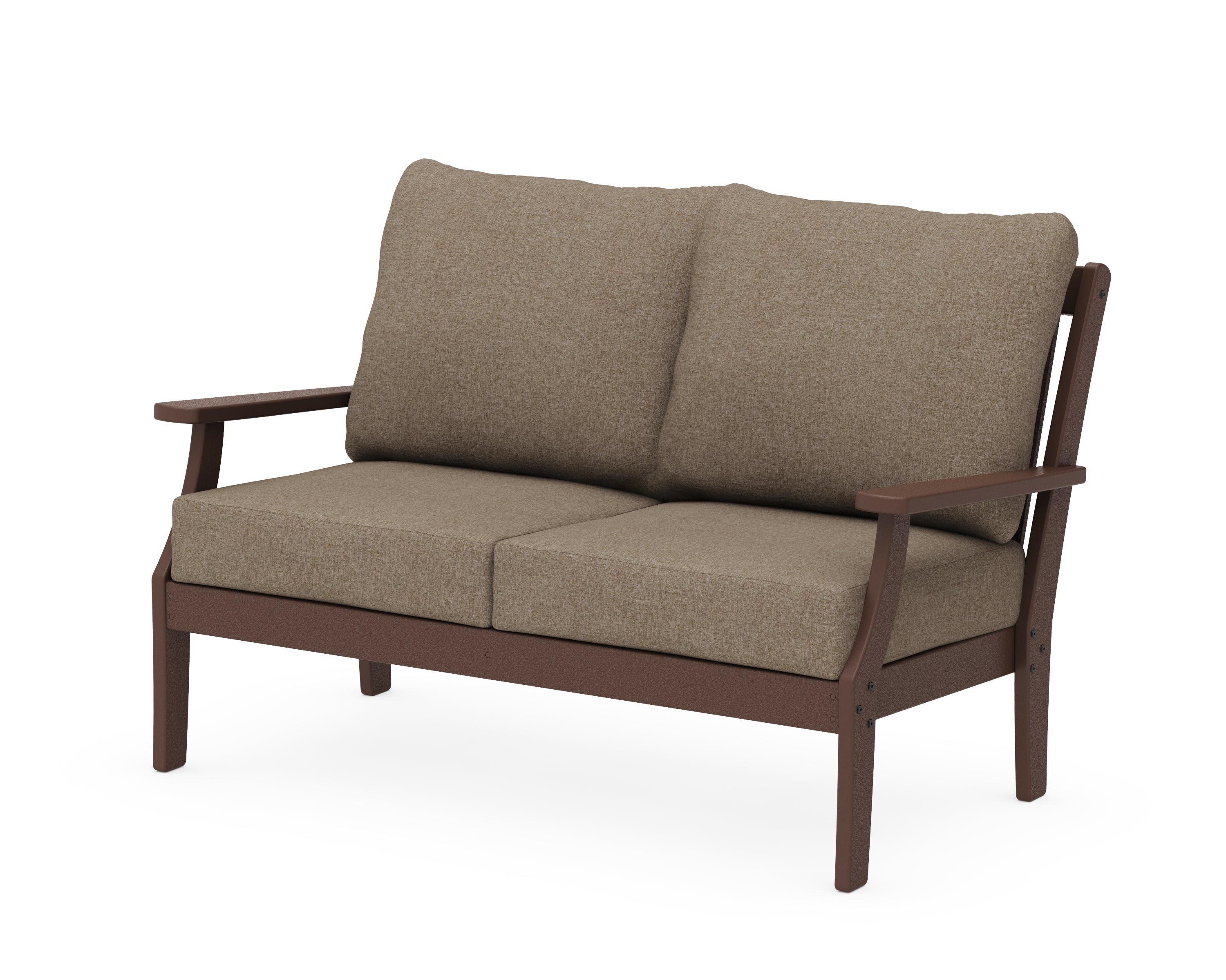 POLYWOOD® Braxton Deep Seating Loveseat in Mahogany / Spiced Burlap