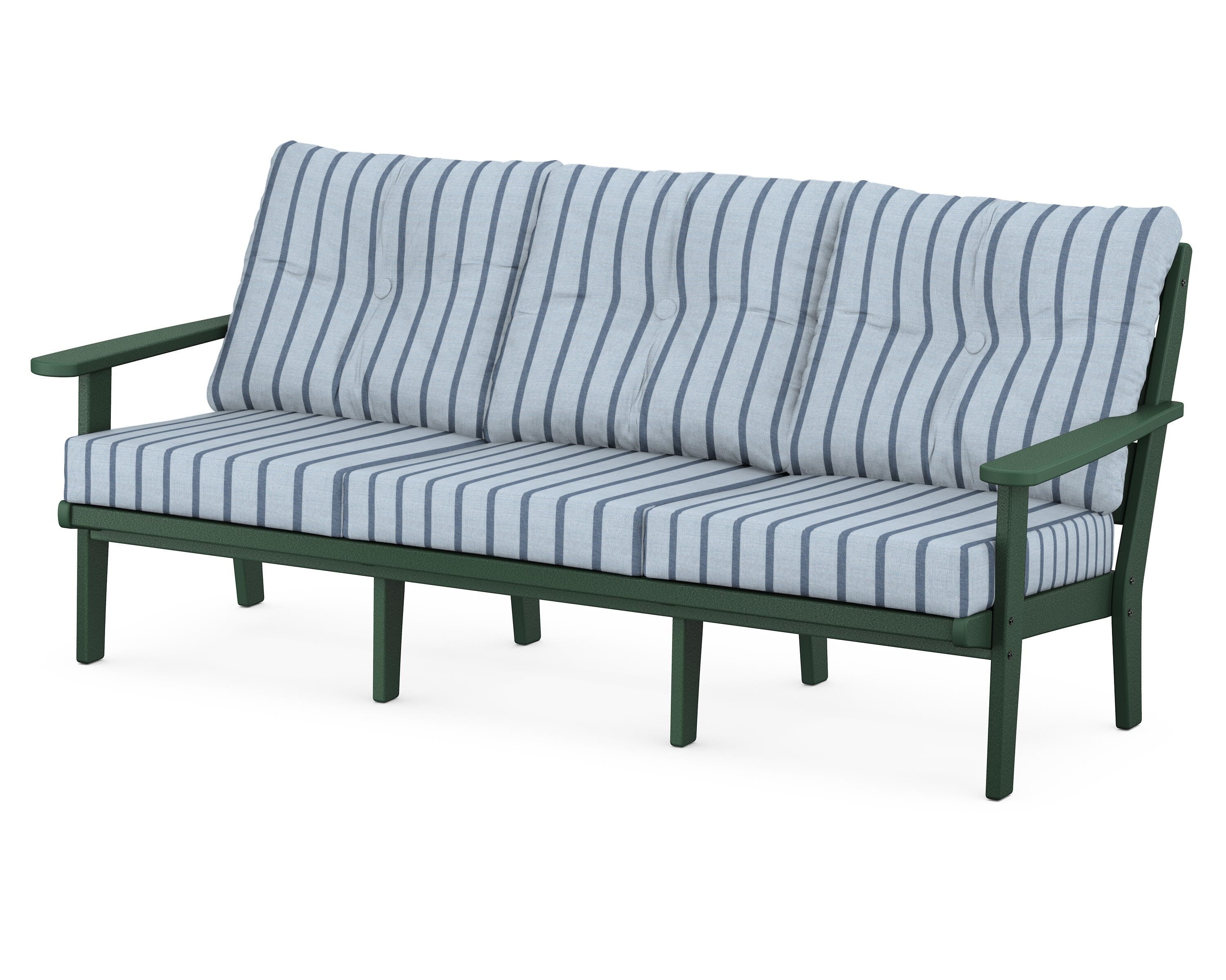 POLYWOOD® Lakeside Deep Seating Sofa in Green / Unwind Sky