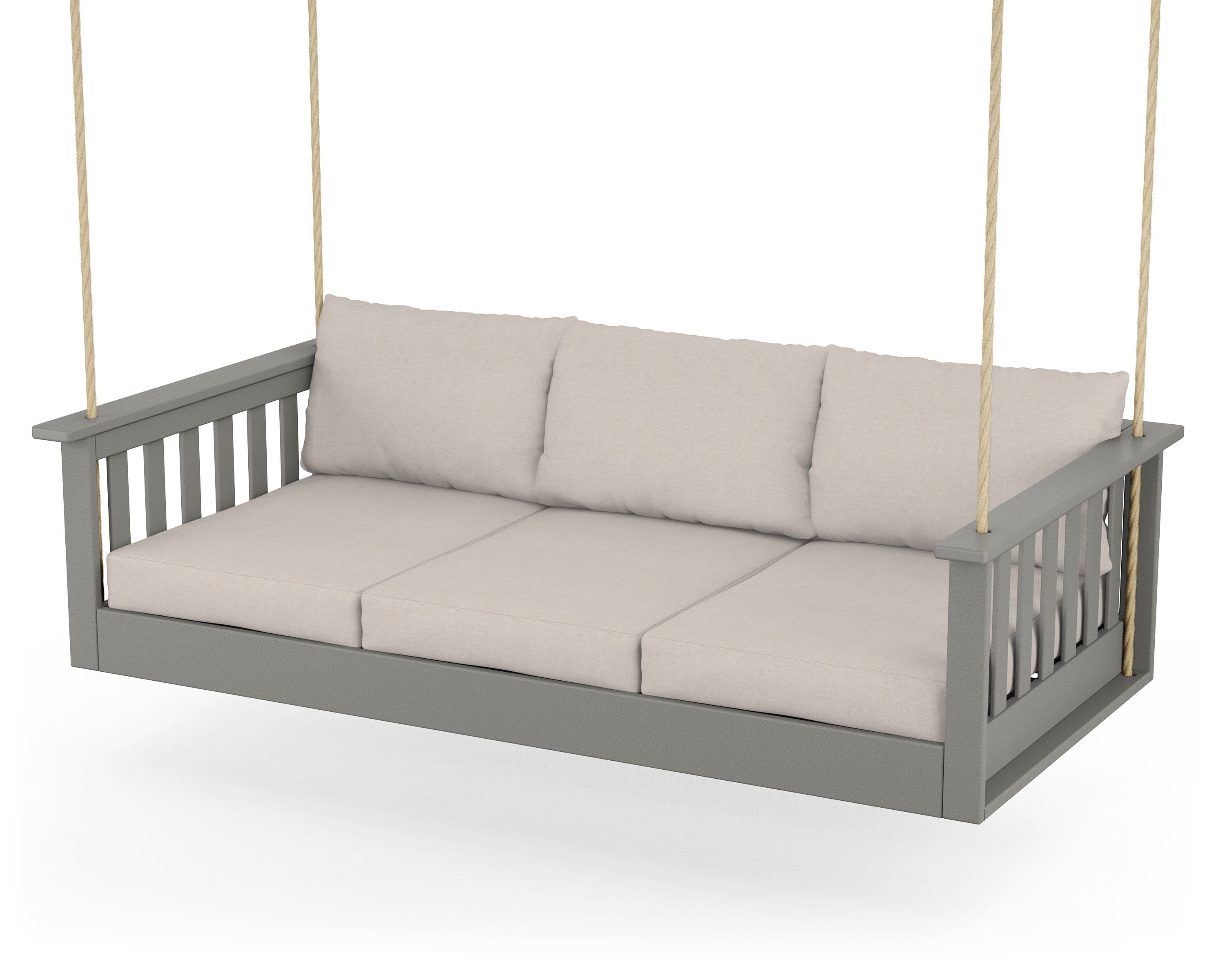 POLYWOOD® Vineyard Daybed Swing in Slate Grey / Nuance Cloud