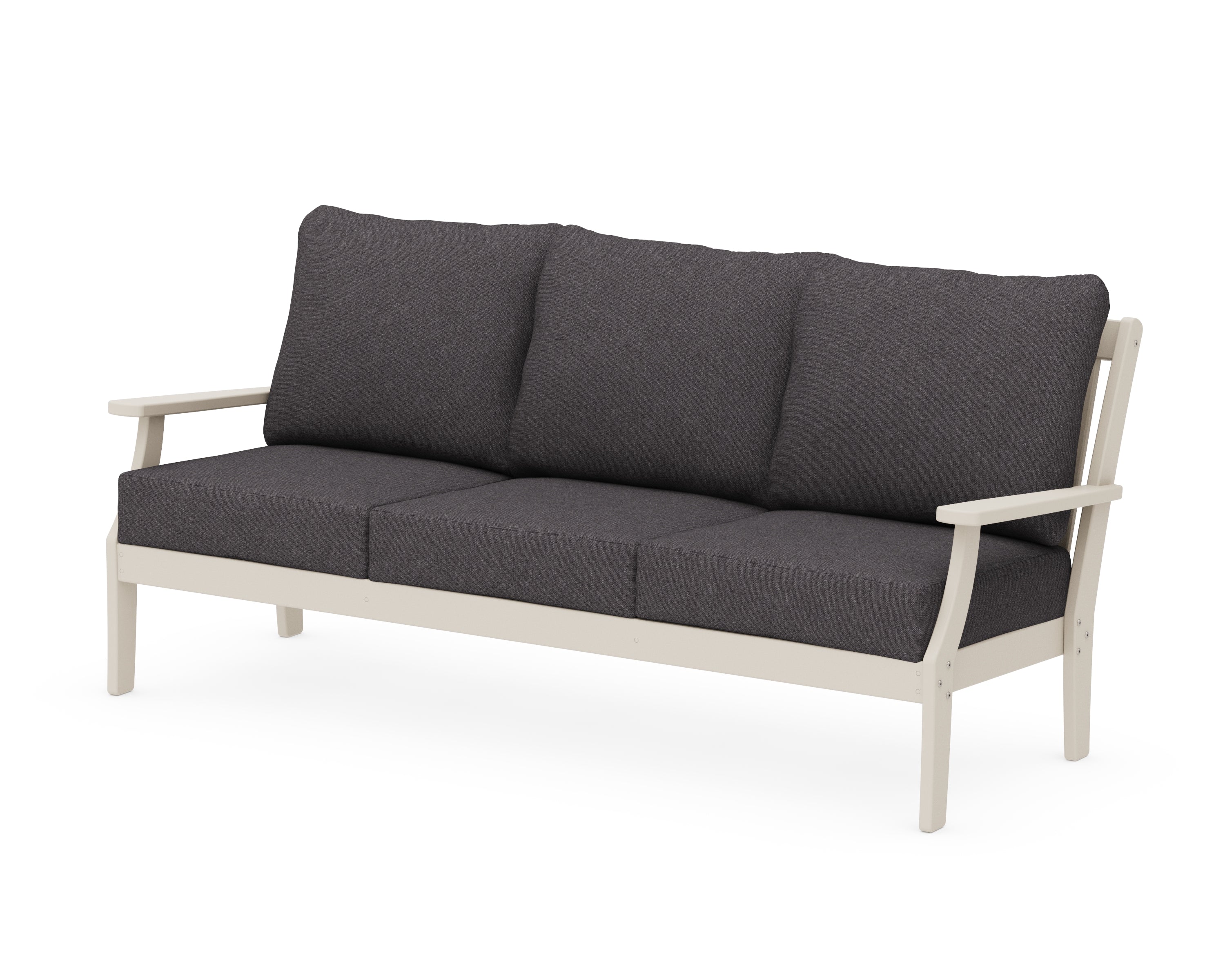 POLYWOOD® Braxton Deep Seating Sofa in Sand / Ash Charcoal