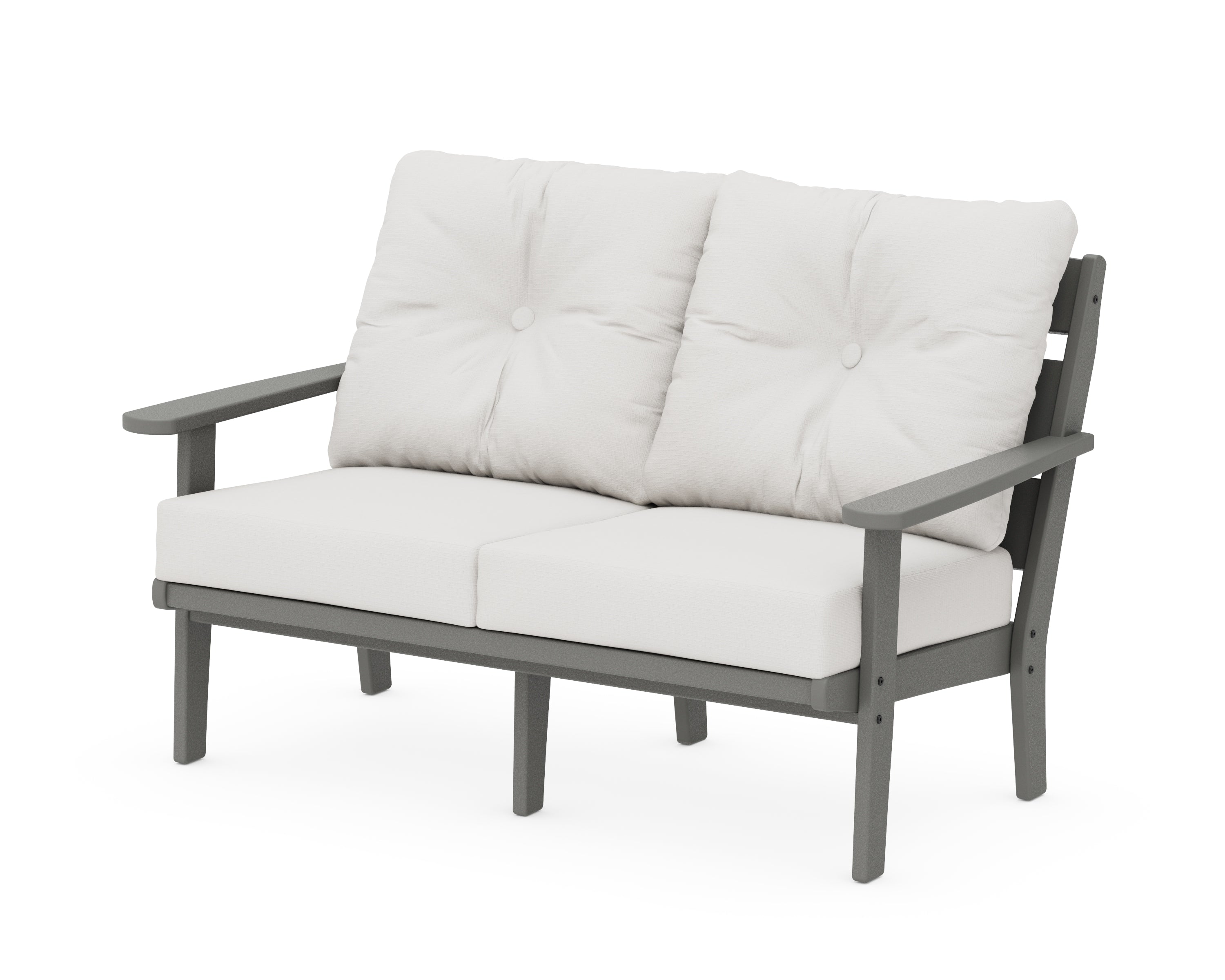 POLYWOOD® Lakeside Deep Seating Loveseat in Slate Grey / Natural Linen
