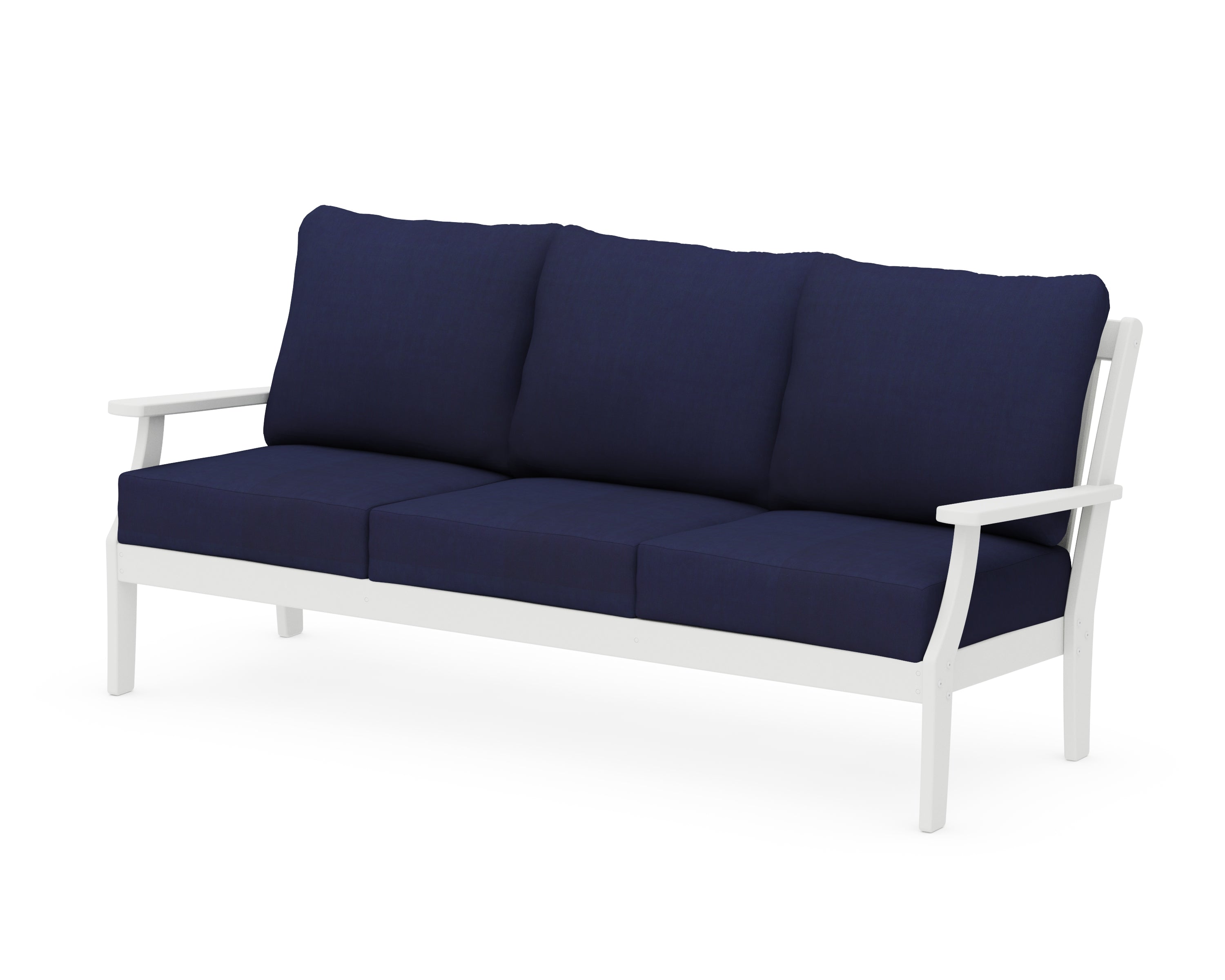 POLYWOOD® Braxton Deep Seating Sofa in White / Navy