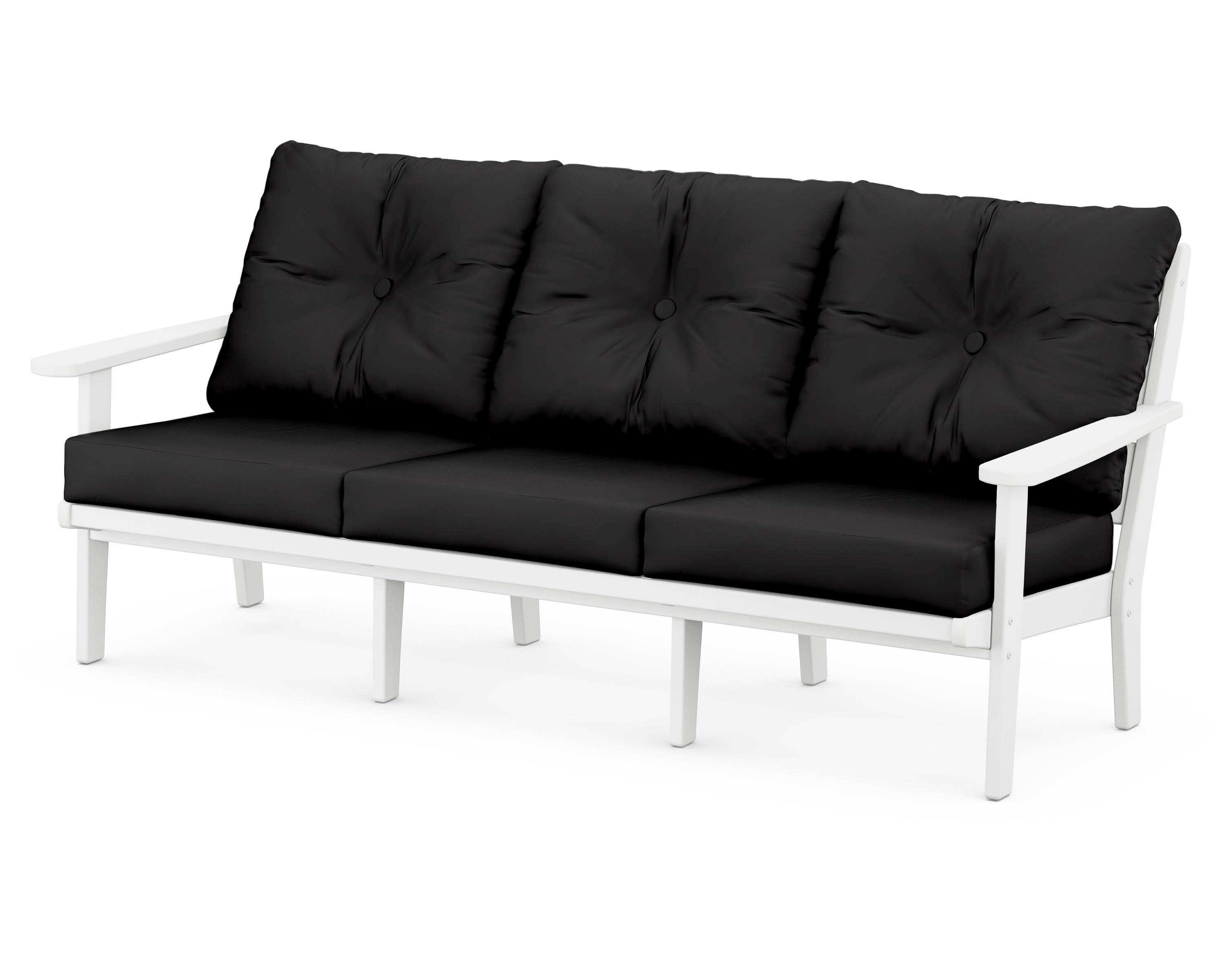 POLYWOOD® Lakeside Deep Seating Sofa in White / Canvas Black