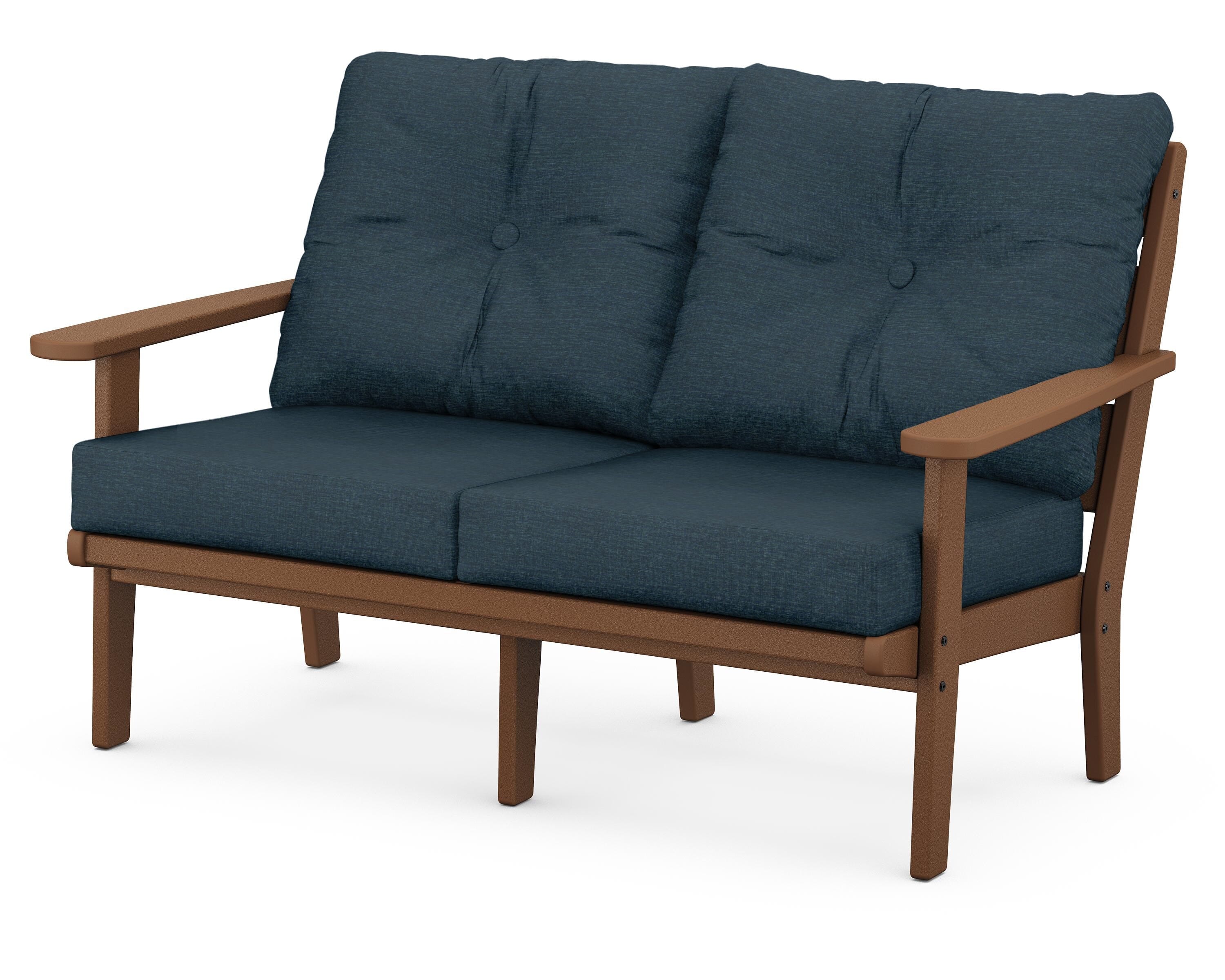 POLYWOOD® Lakeside Deep Seating Loveseat in Teak / Platform Indigo