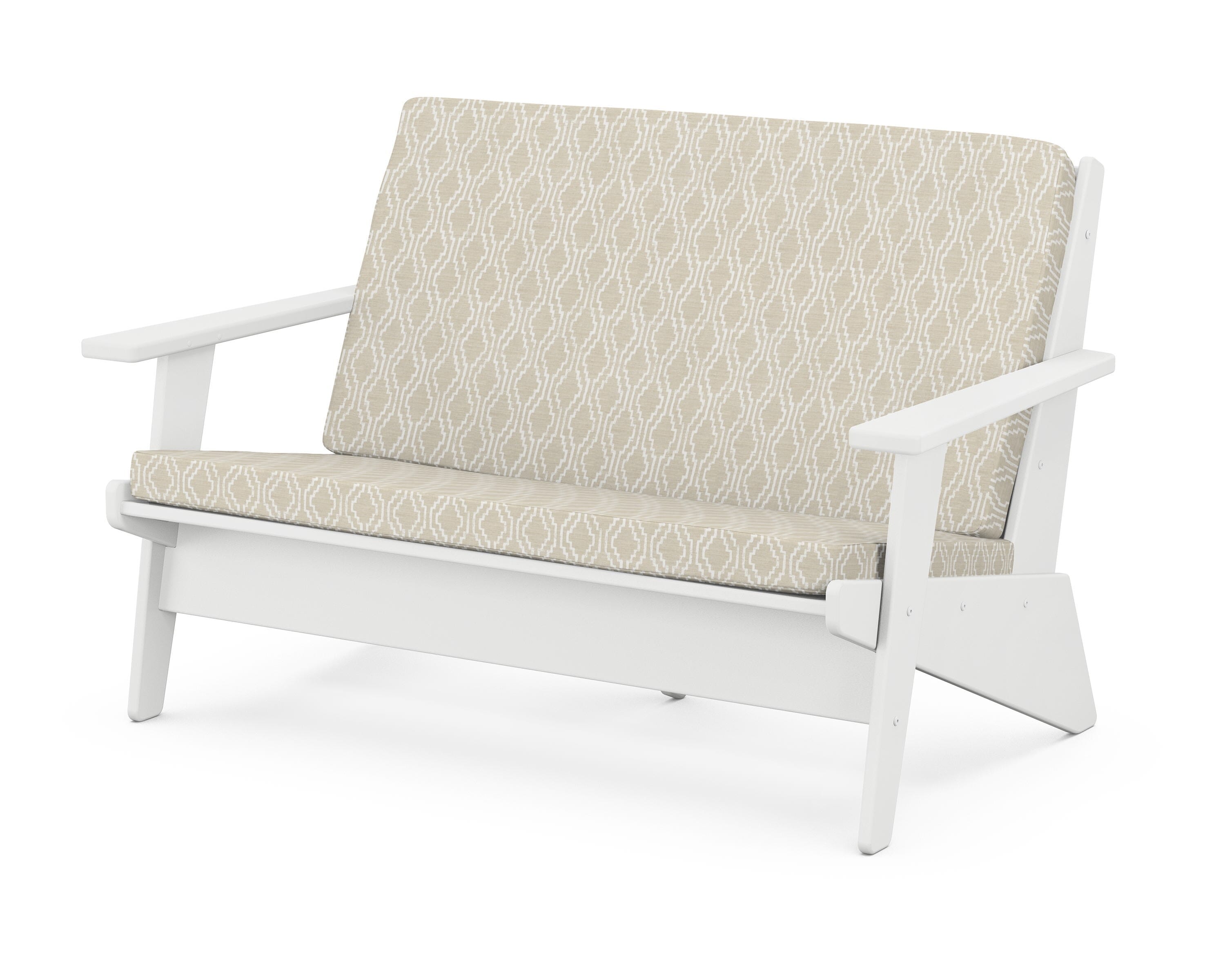POLYWOOD® Riviera Modern Lounge Loveseat in White / Solve Linen