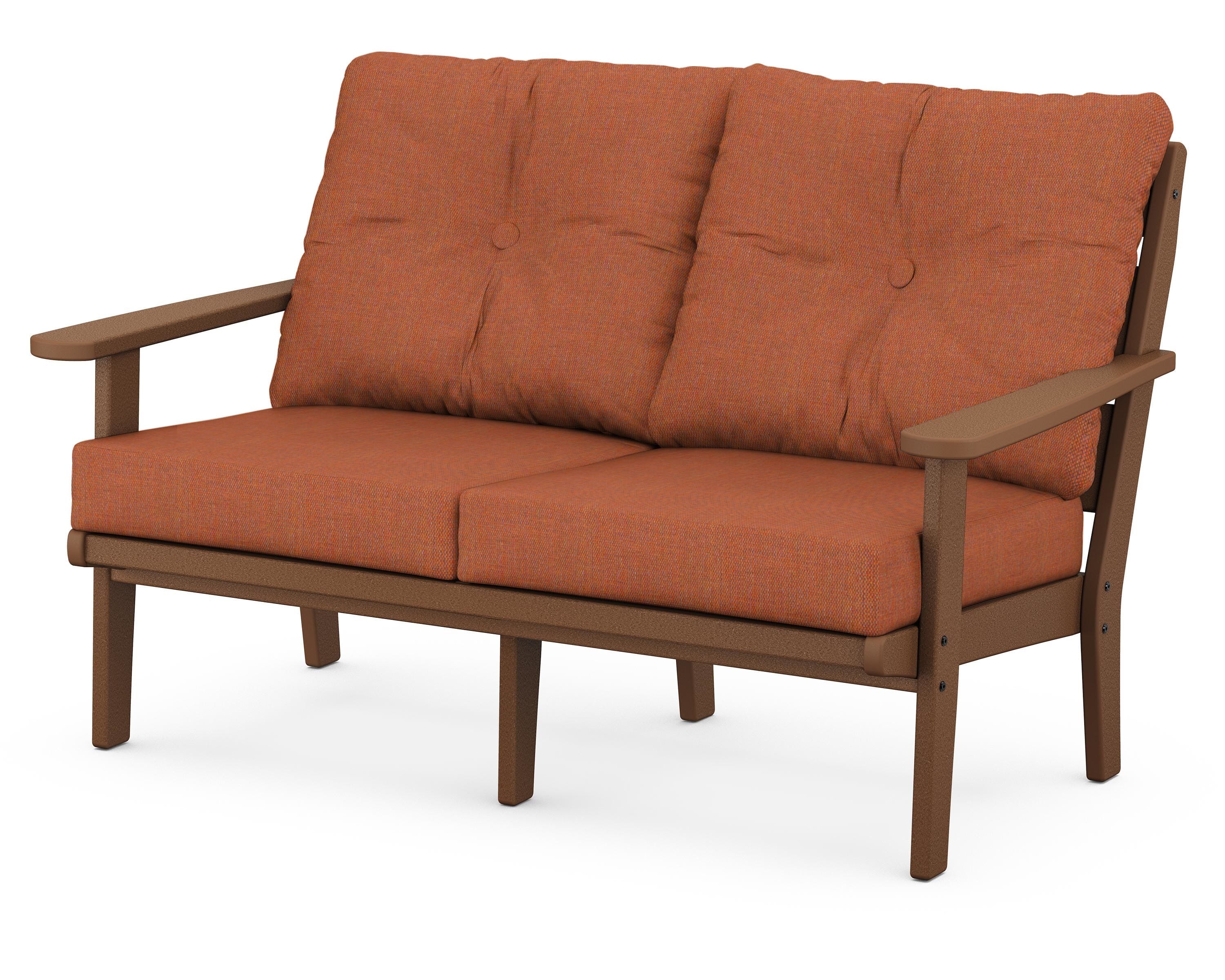 POLYWOOD® Lakeside Deep Seating Loveseat in Teak / Play Adobe
