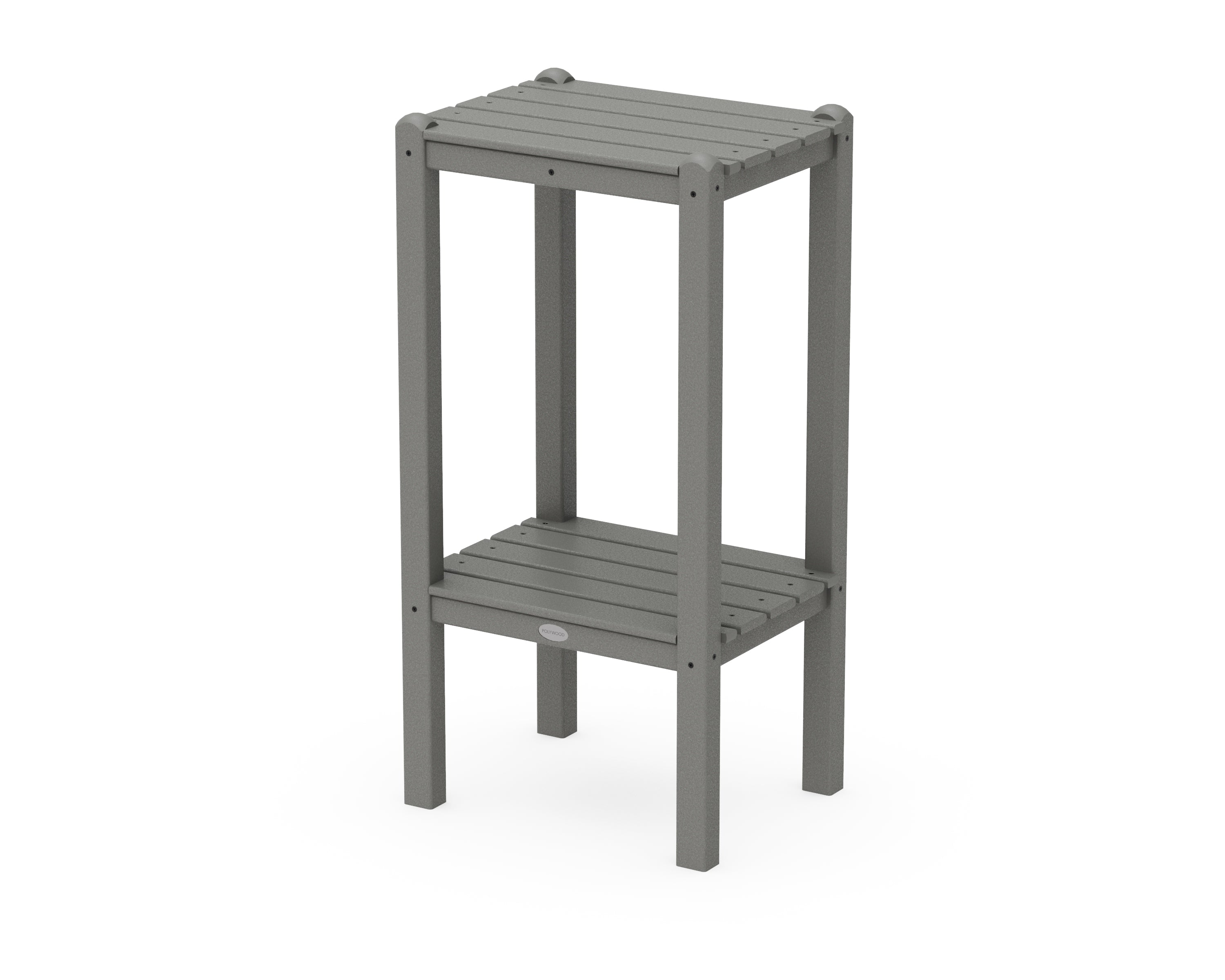 POLYWOOD® Two Shelf Bar Side Table in Slate Grey