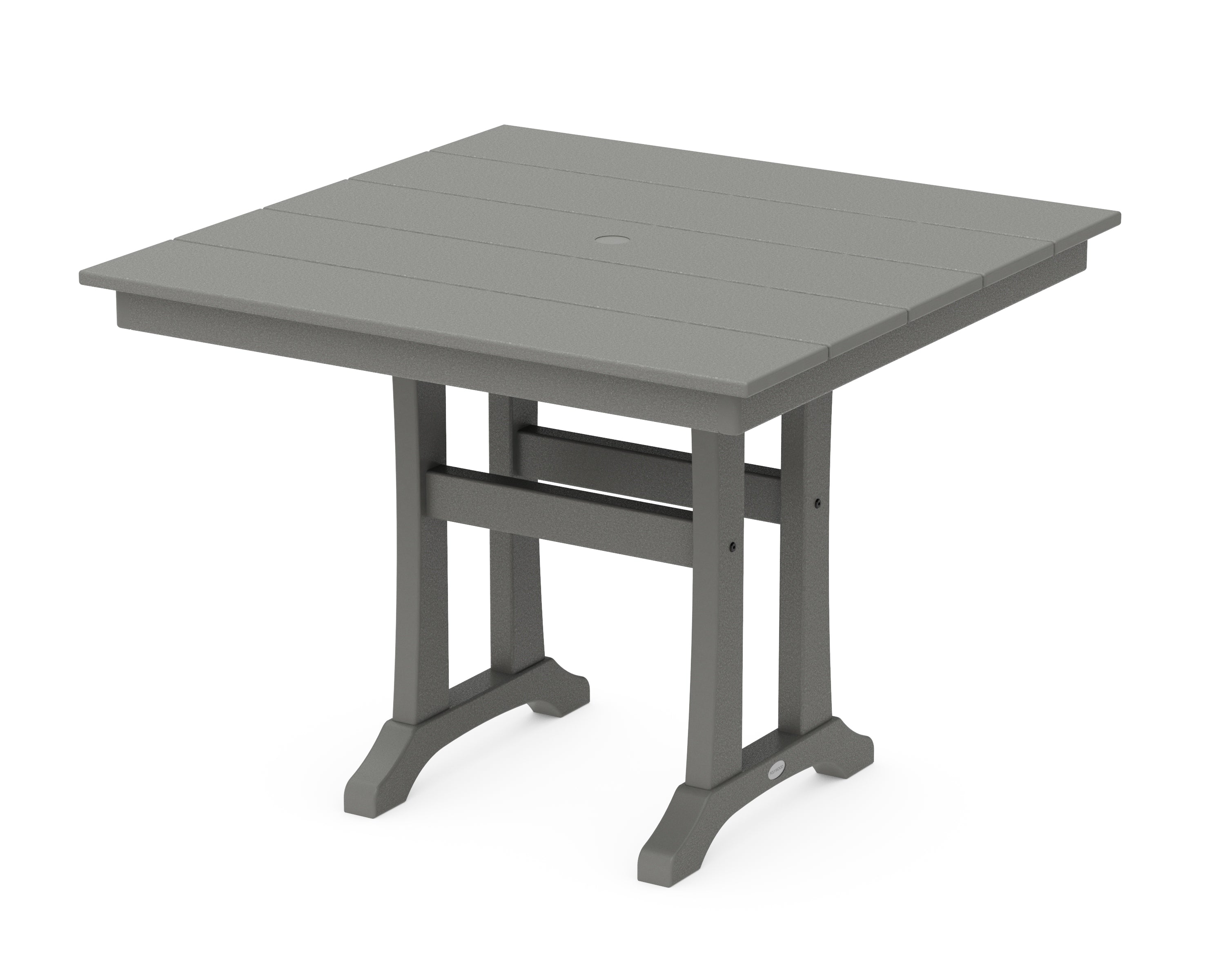 POLYWOOD® Farmhouse Trestle 37" Dining Table in Slate Grey