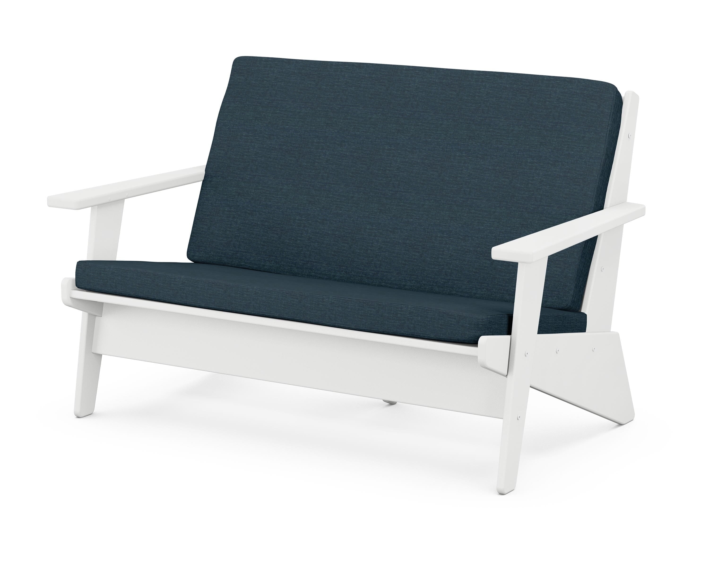 POLYWOOD® Riviera Modern Lounge Loveseat in White / Platform Indigo