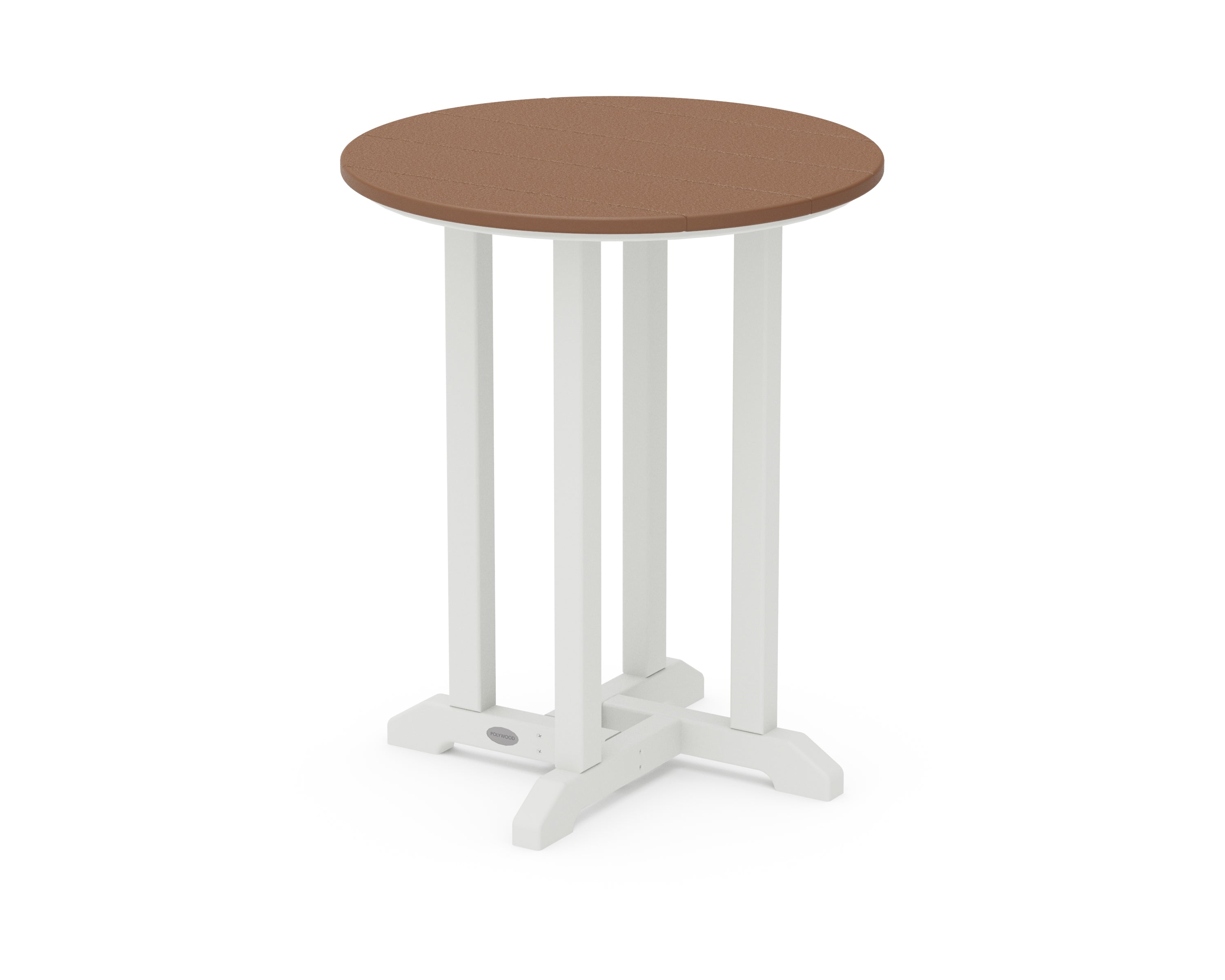 POLYWOOD® Contempo 24" Round Dining Table in White / Teak