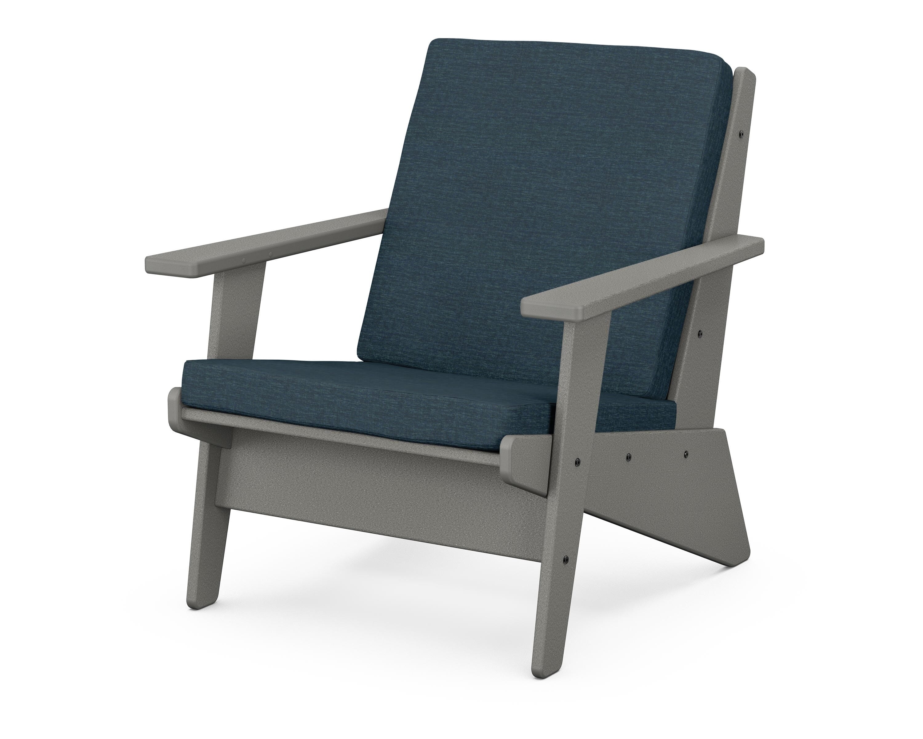 POLYWOOD® Riviera Modern Lounge Chair in Slate Grey / Platform Indigo