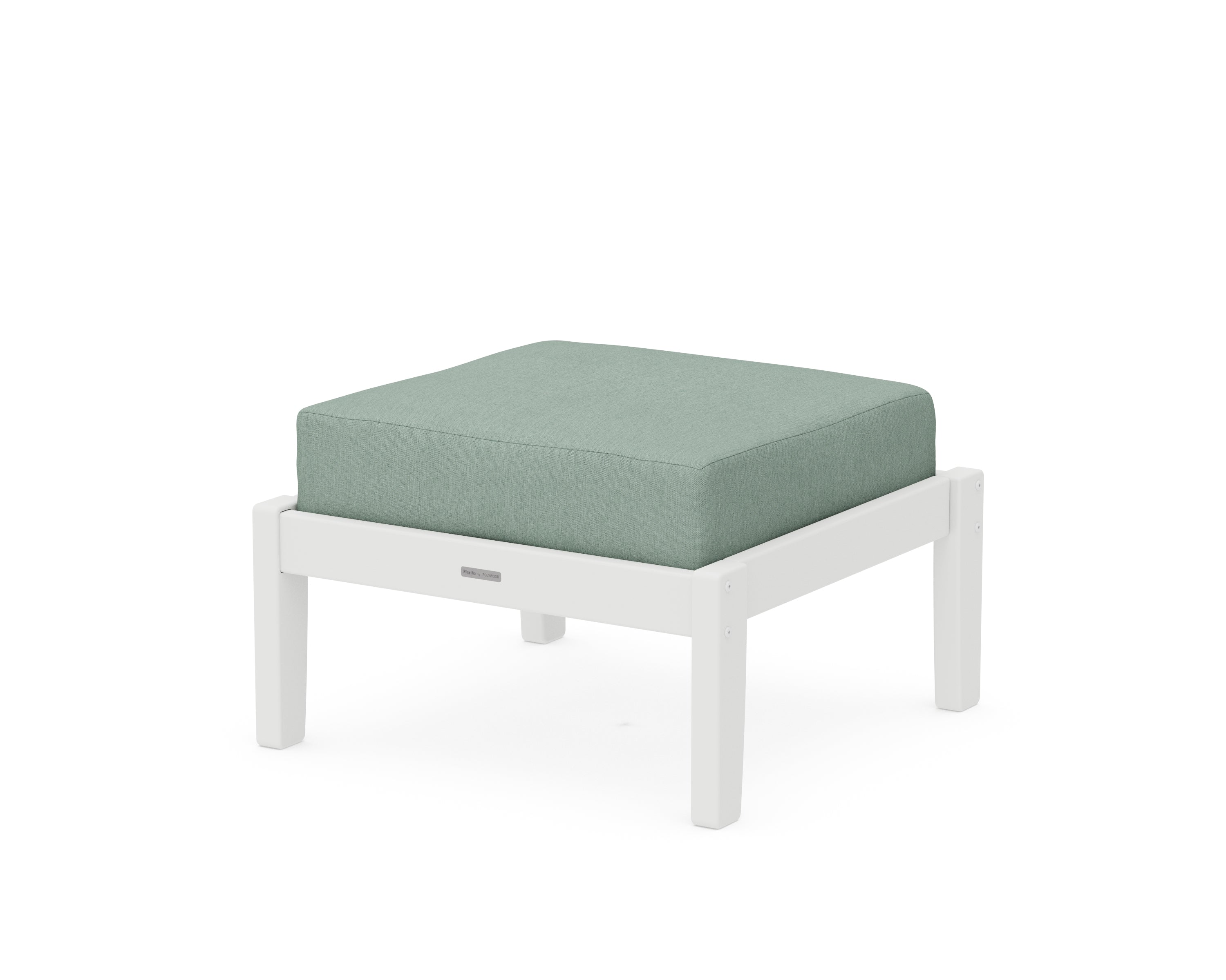 Martha Stewart by POLYWOOD® Chinoiserie Deep Seating Ottoman in White / Glacier Spa