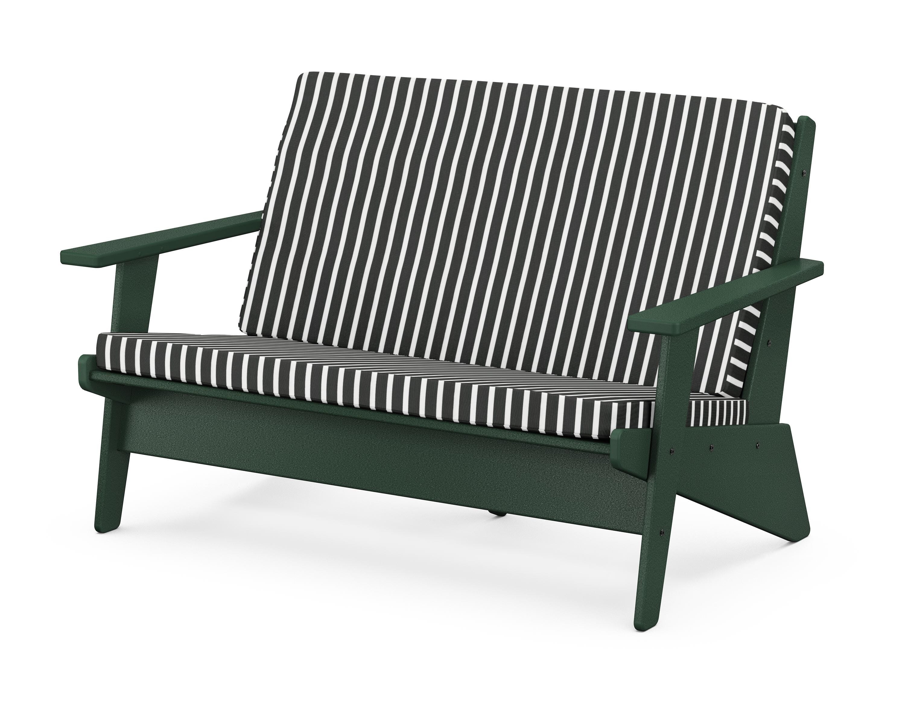 POLYWOOD® Riviera Modern Lounge Loveseat in Green / Shore Classic