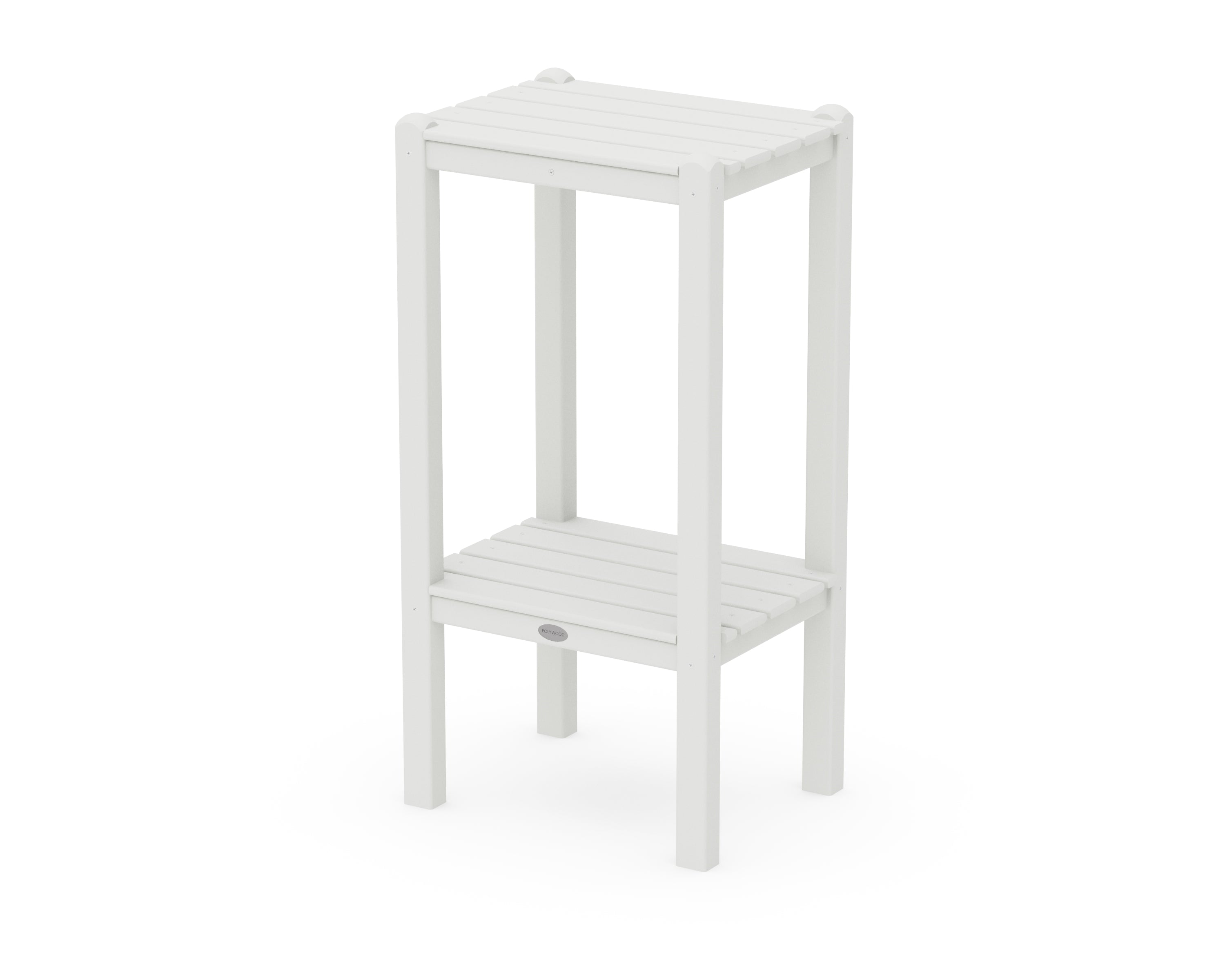 POLYWOOD® Two Shelf Bar Side Table in White