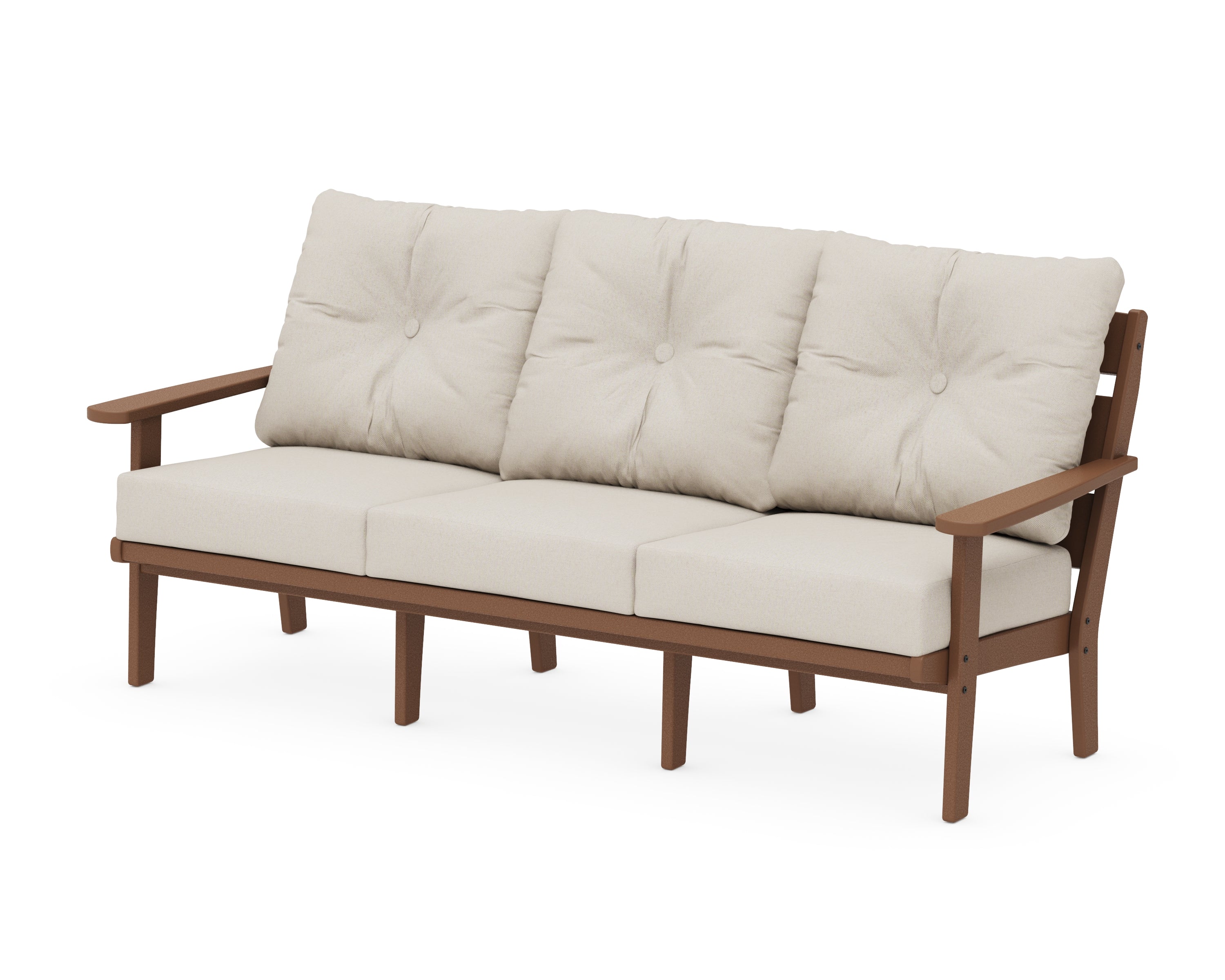 POLYWOOD® Lakeside Deep Seating Sofa in Teak / Dune Burlap