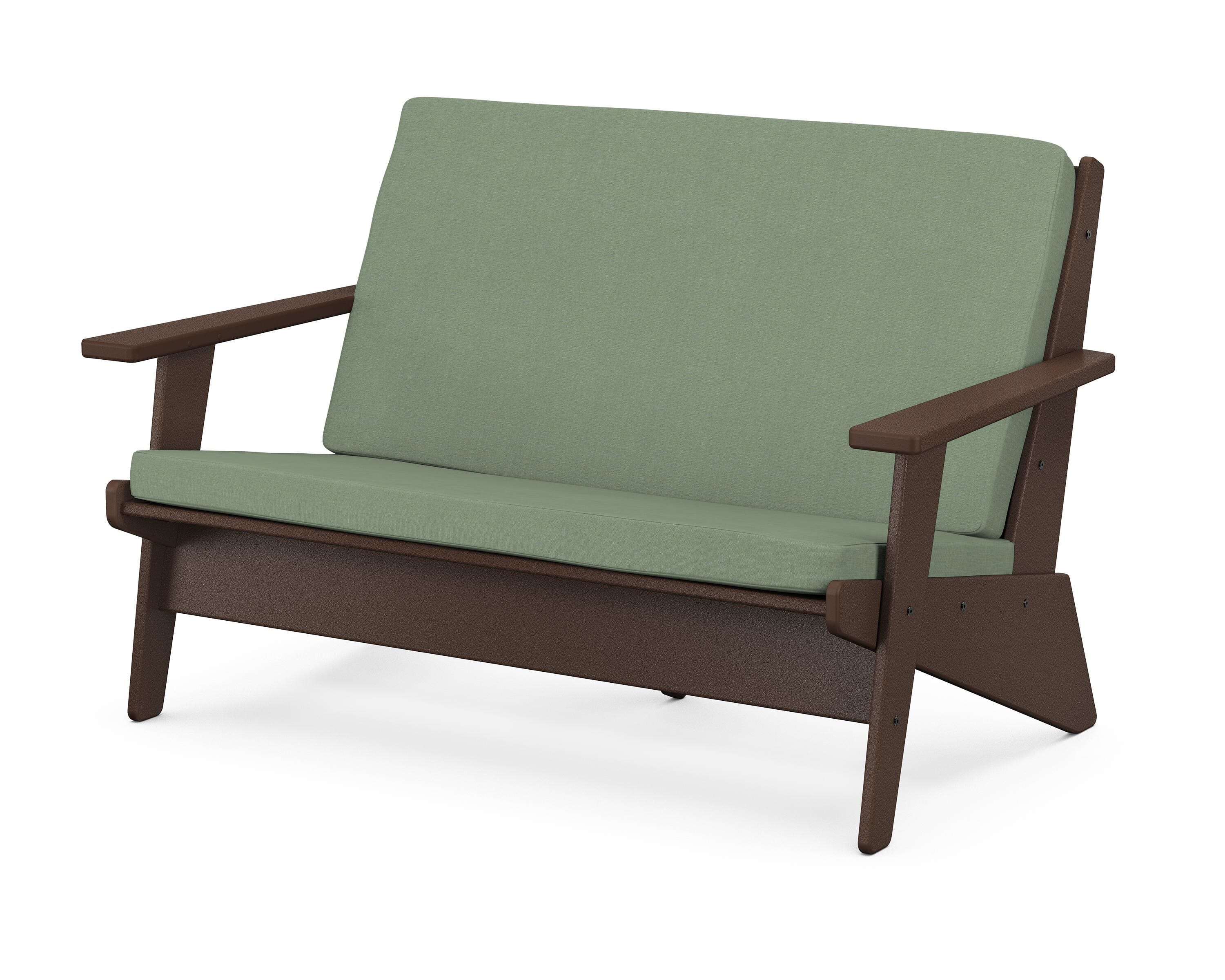 POLYWOOD® Riviera Modern Lounge Loveseat in Mahogany / Exhale Rainwashed