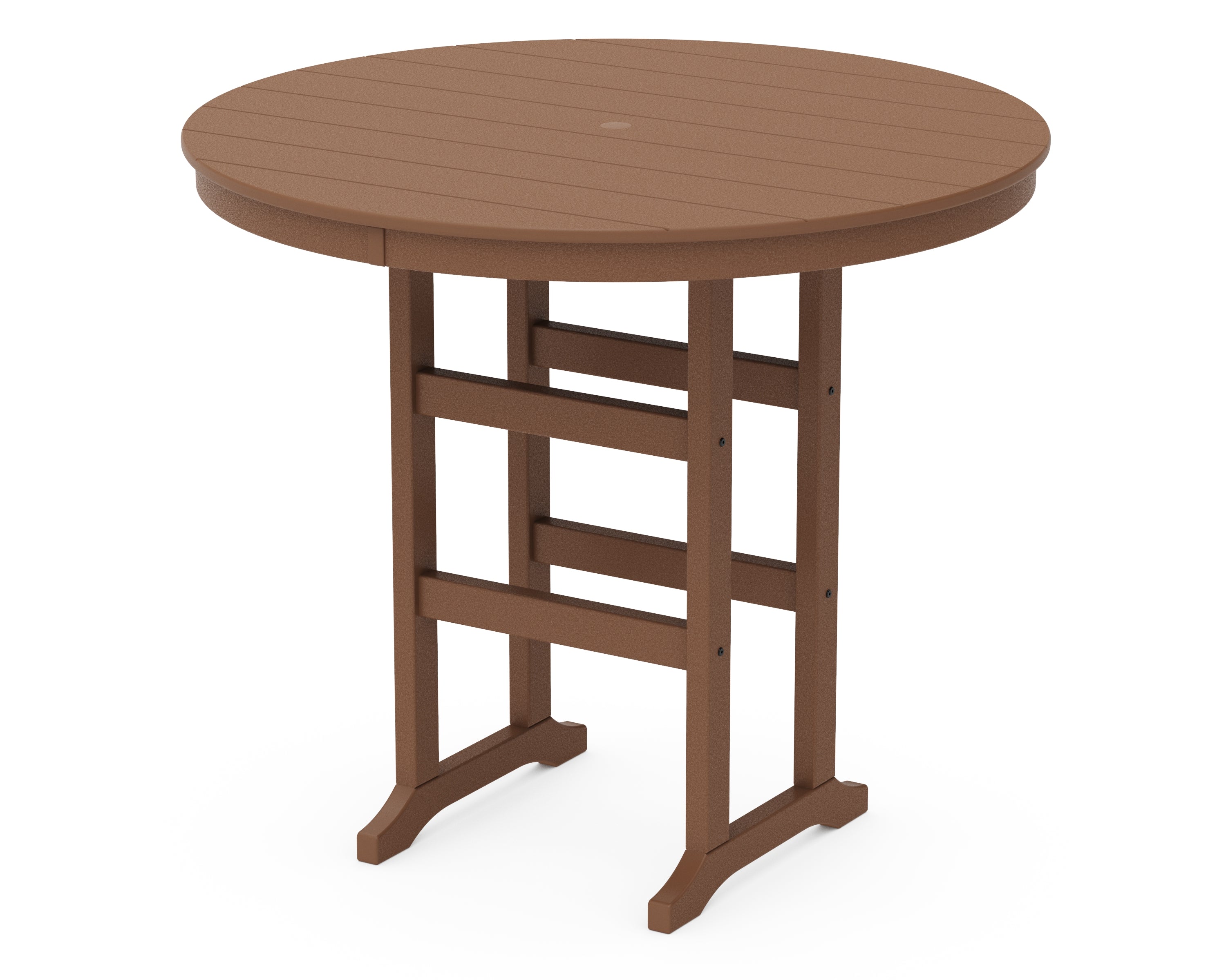 POLYWOOD® 48" Round Farmhouse Bar Table in Teak