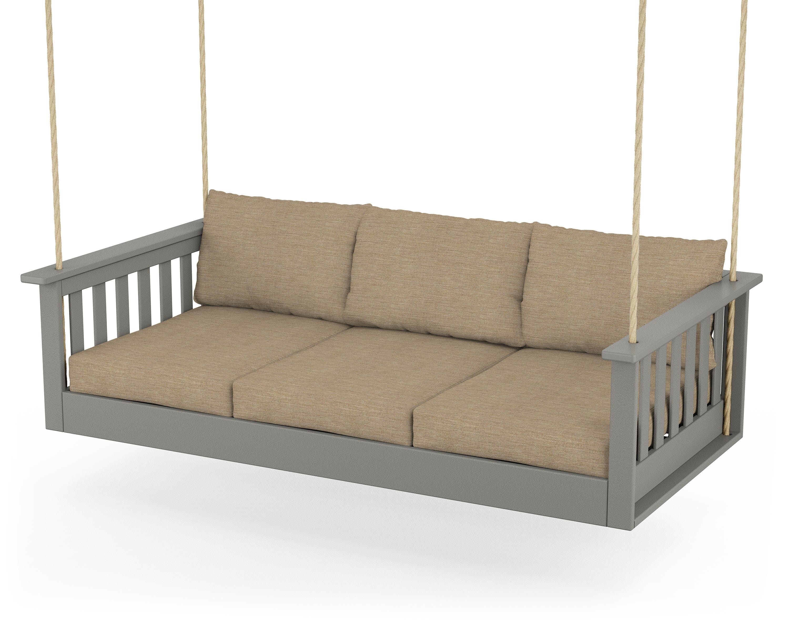 POLYWOOD® Vineyard Daybed Swing in Slate Grey / Charmer Desert