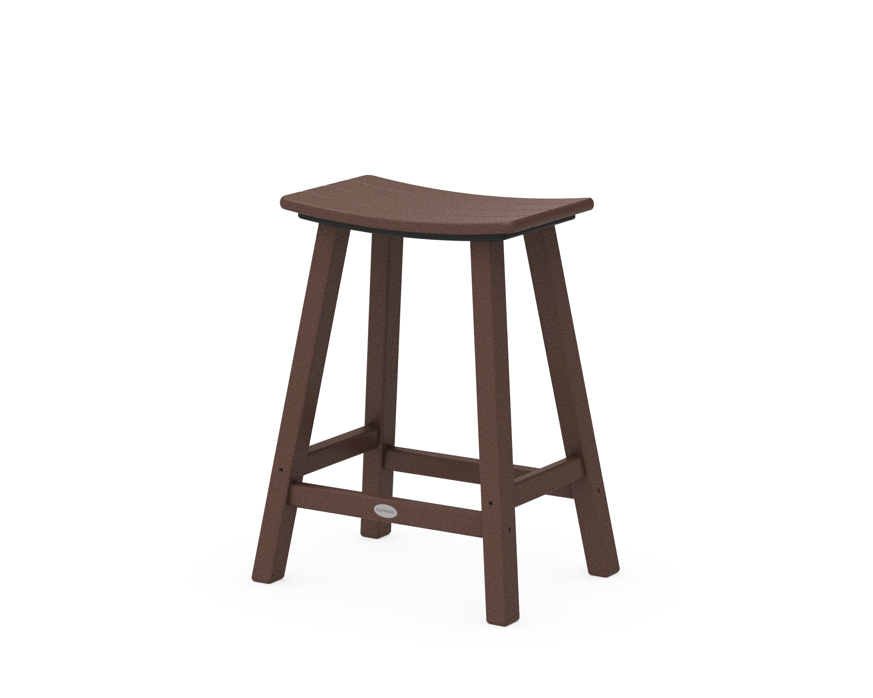 POLYWOOD® Traditional 24" Saddle Counter Stool in Mahogany