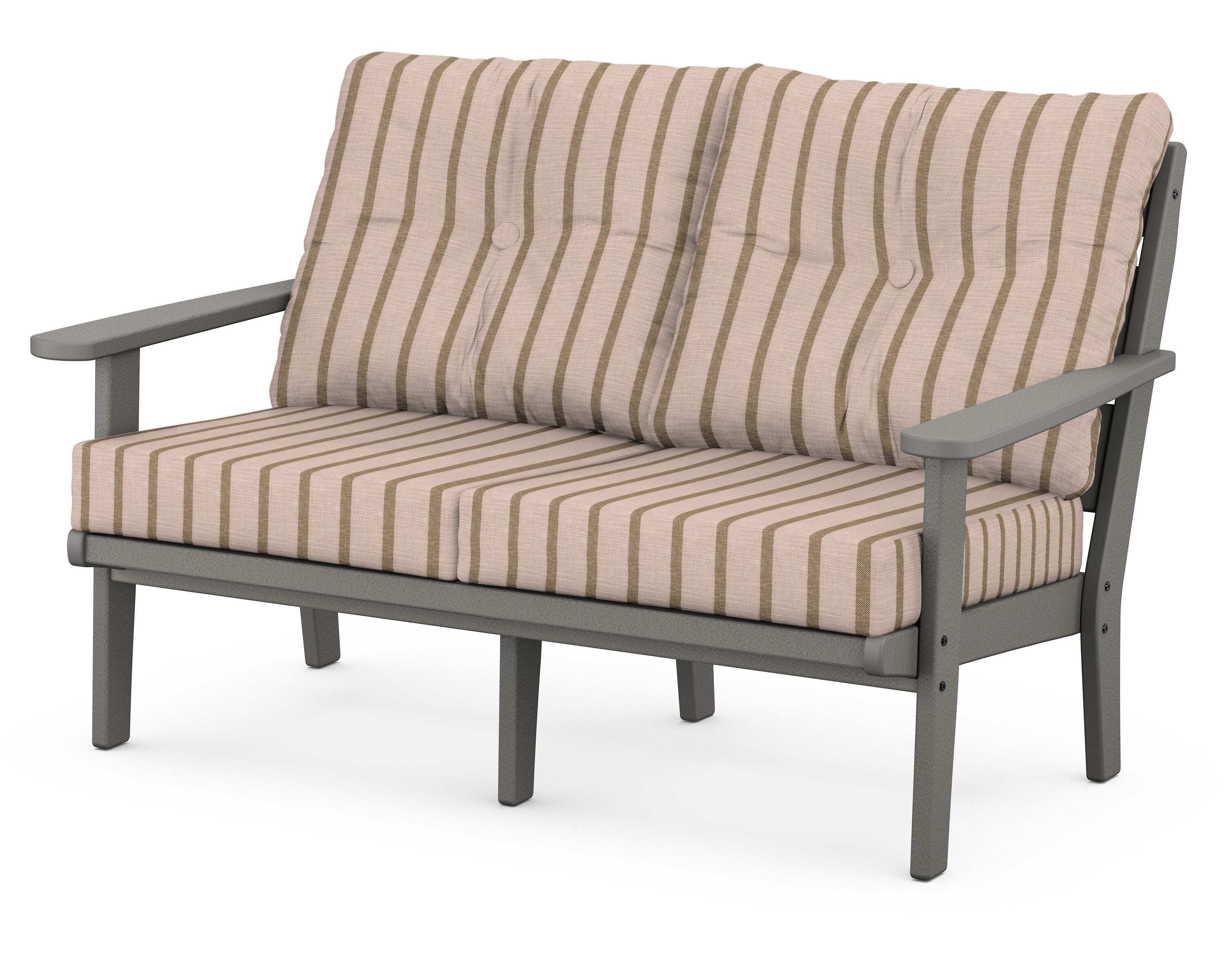 POLYWOOD® Lakeside Deep Seating Loveseat in Slate Grey / Unwind Cameo