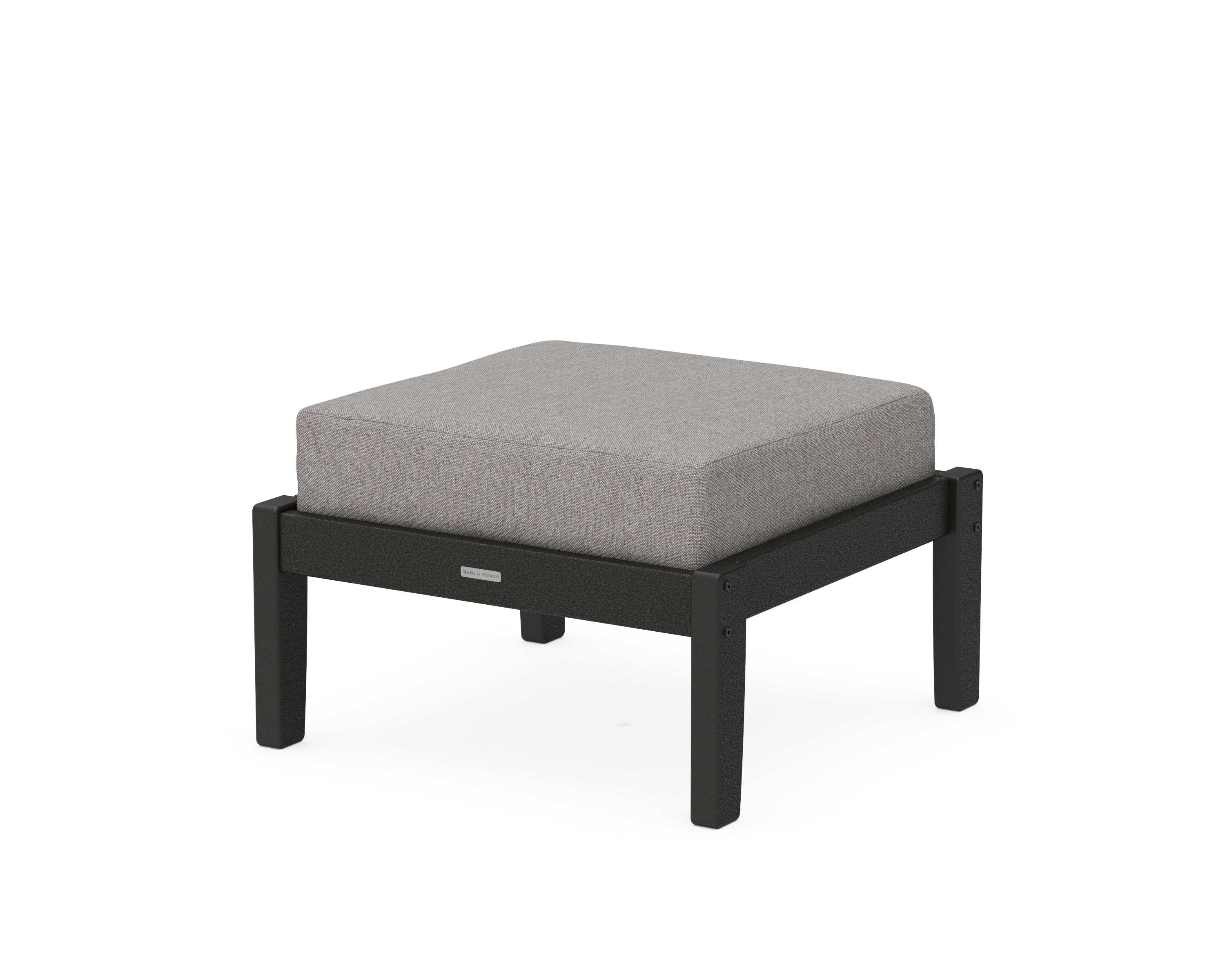 Martha Stewart by POLYWOOD® Chinoiserie Deep Seating Ottoman in Black / Grey Mist